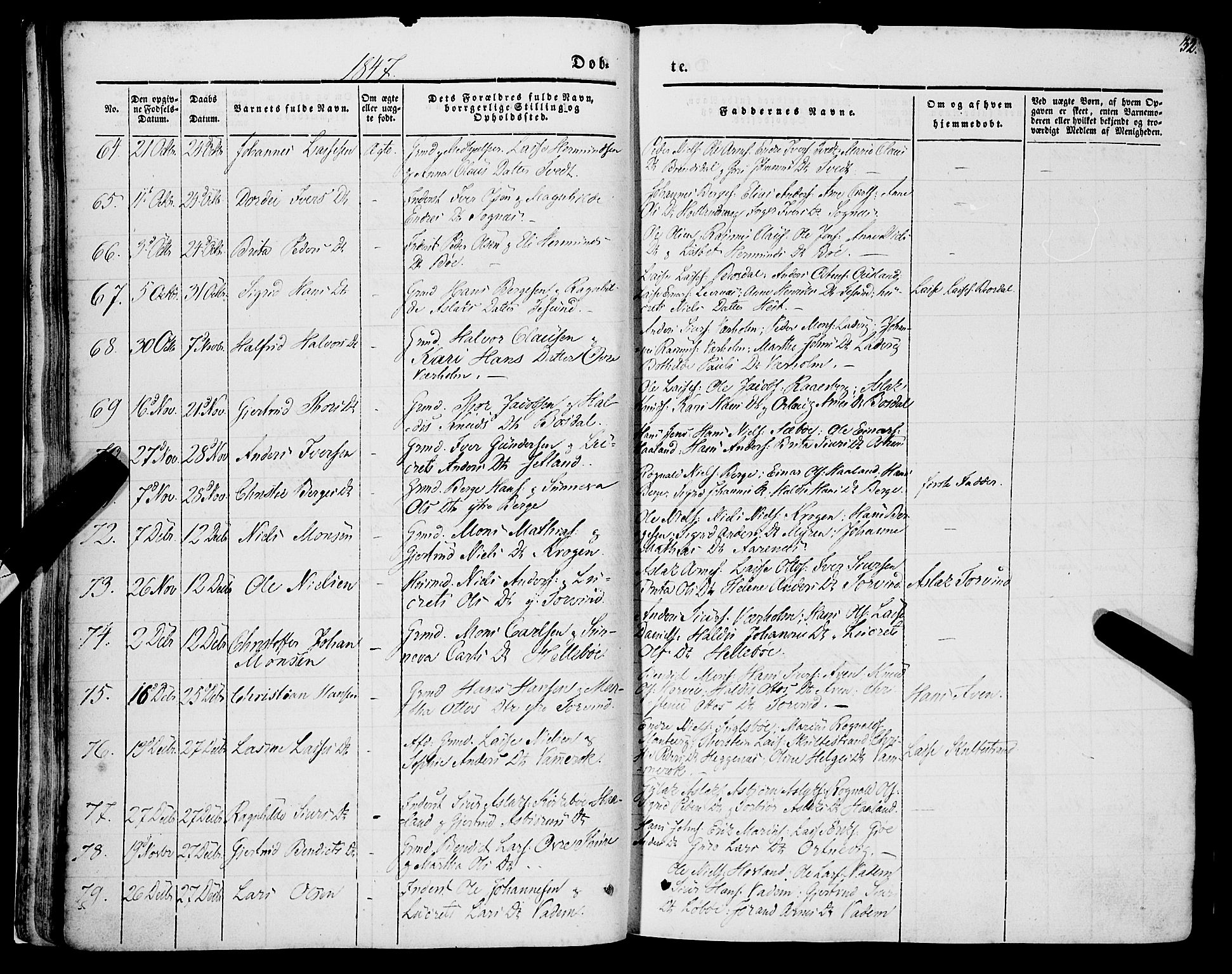 Lavik sokneprestembete, AV/SAB-A-80901: Parish register (official) no. A 3, 1843-1863, p. 32