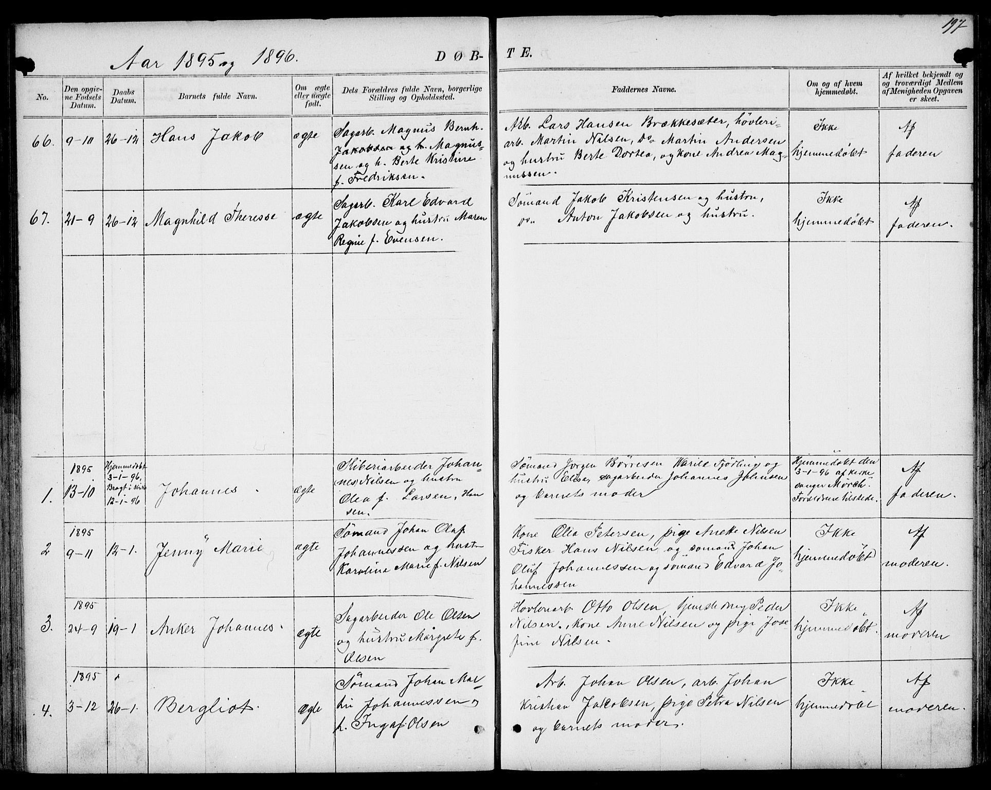 Larvik kirkebøker, AV/SAKO-A-352/G/Gb/L0003: Parish register (copy) no. II 3, 1867-1899, p. 197