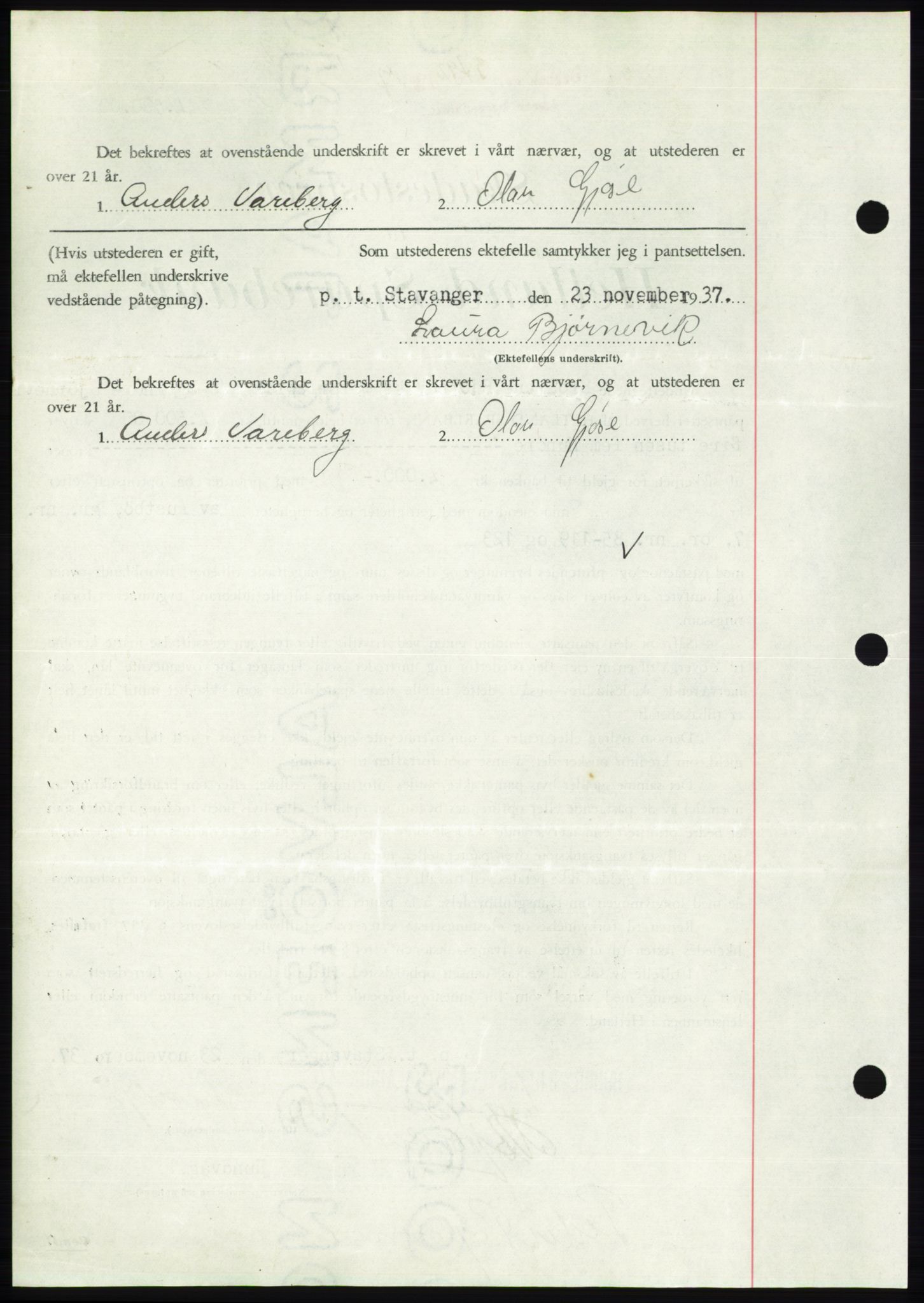 Jæren sorenskriveri, SAST/A-100310/03/G/Gba/L0069: Mortgage book, 1937-1937, Diary no: : 3792/1937