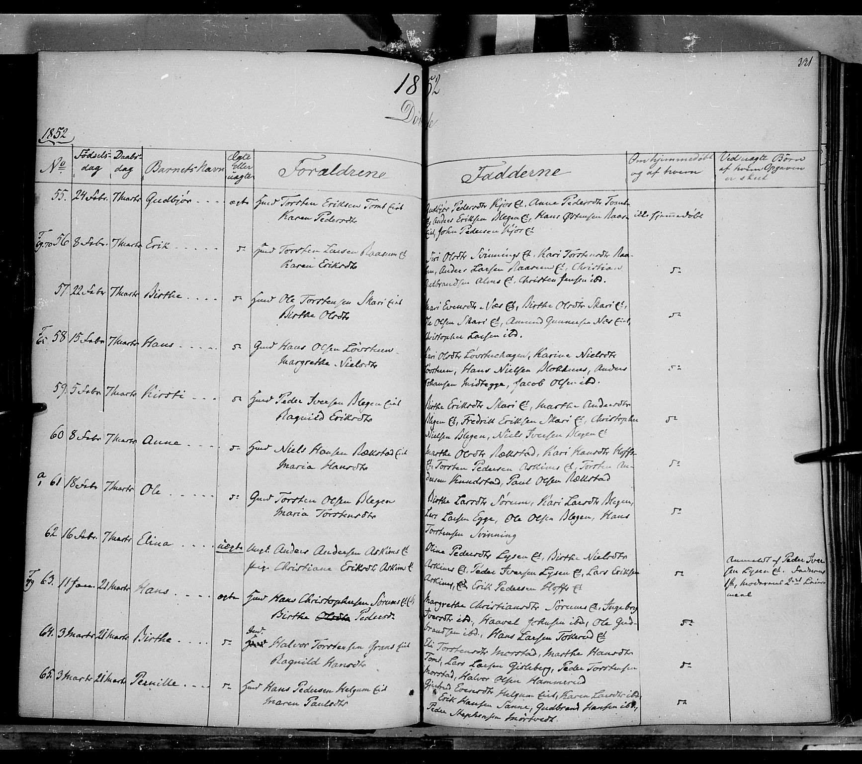 Gran prestekontor, AV/SAH-PREST-112/H/Ha/Haa/L0011: Parish register (official) no. 11, 1842-1856, p. 330-331