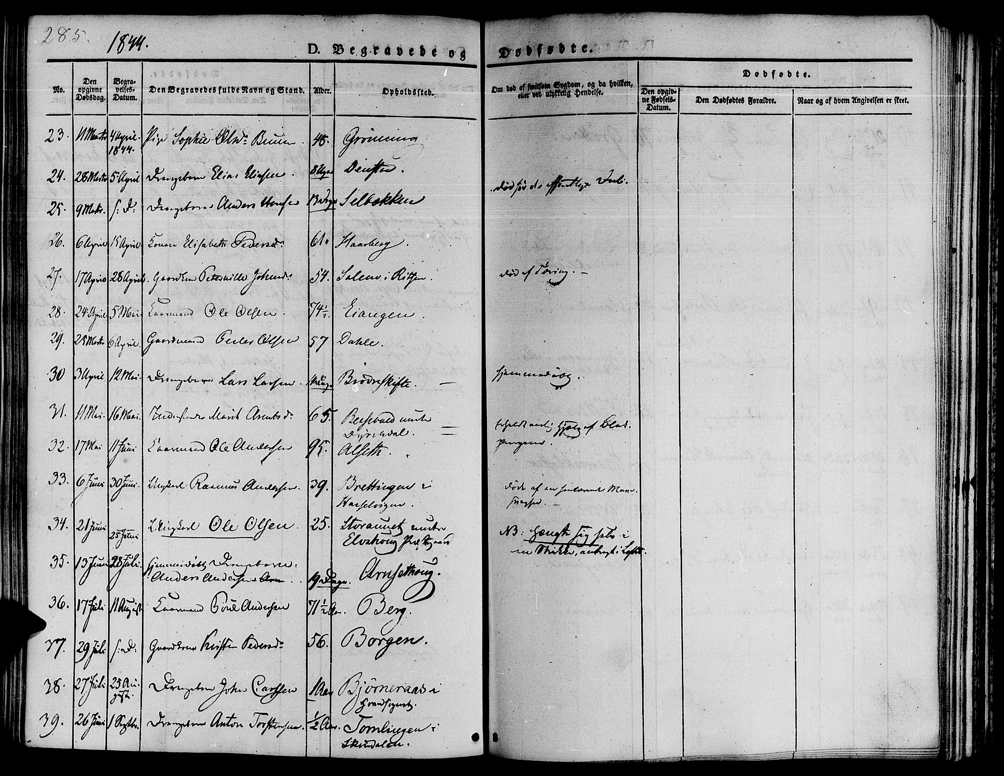 Ministerialprotokoller, klokkerbøker og fødselsregistre - Sør-Trøndelag, AV/SAT-A-1456/646/L0610: Parish register (official) no. 646A08, 1837-1847, p. 285