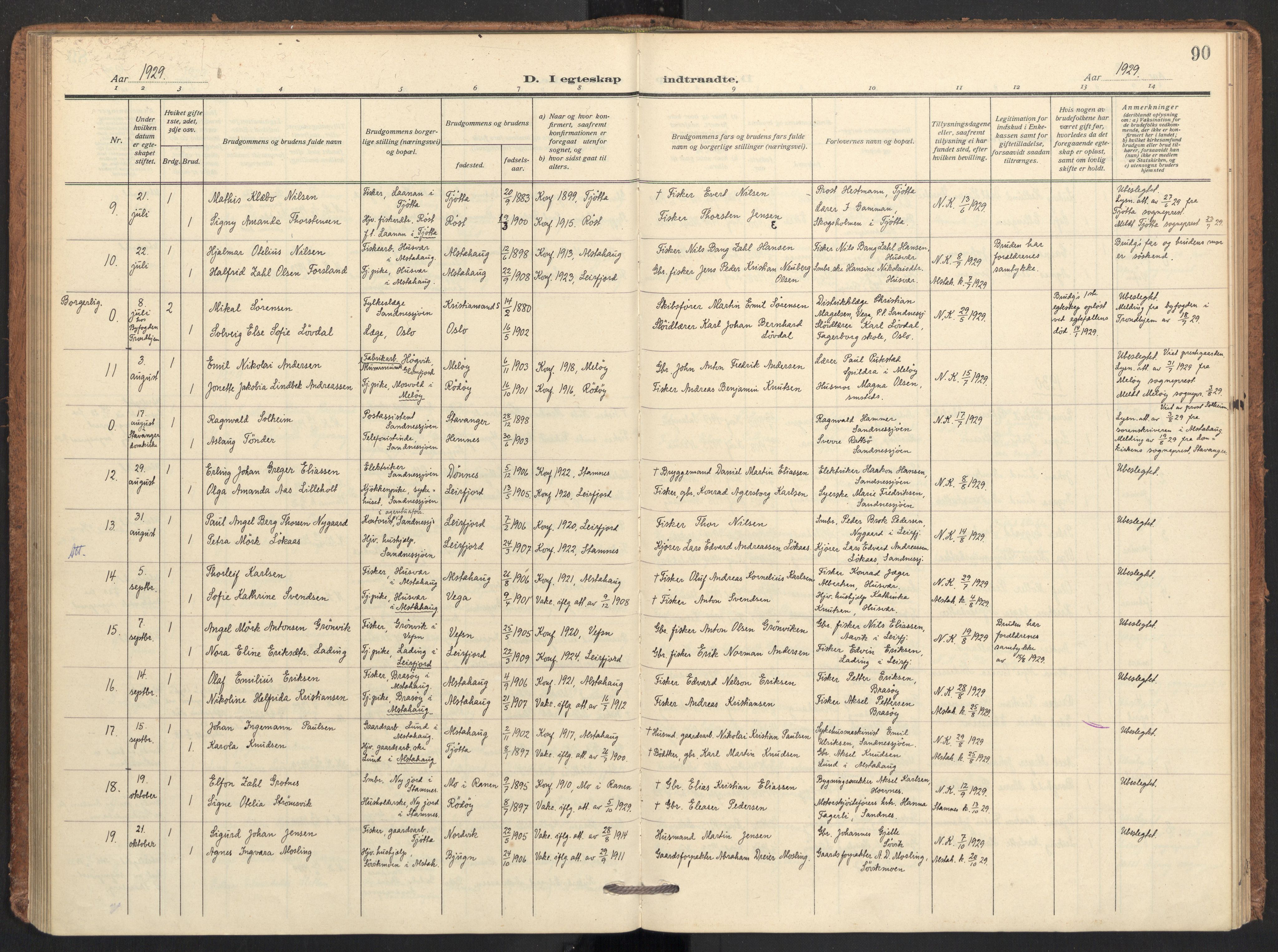 Ministerialprotokoller, klokkerbøker og fødselsregistre - Nordland, AV/SAT-A-1459/831/L0473: Parish register (official) no. 831A04, 1909-1934, p. 90