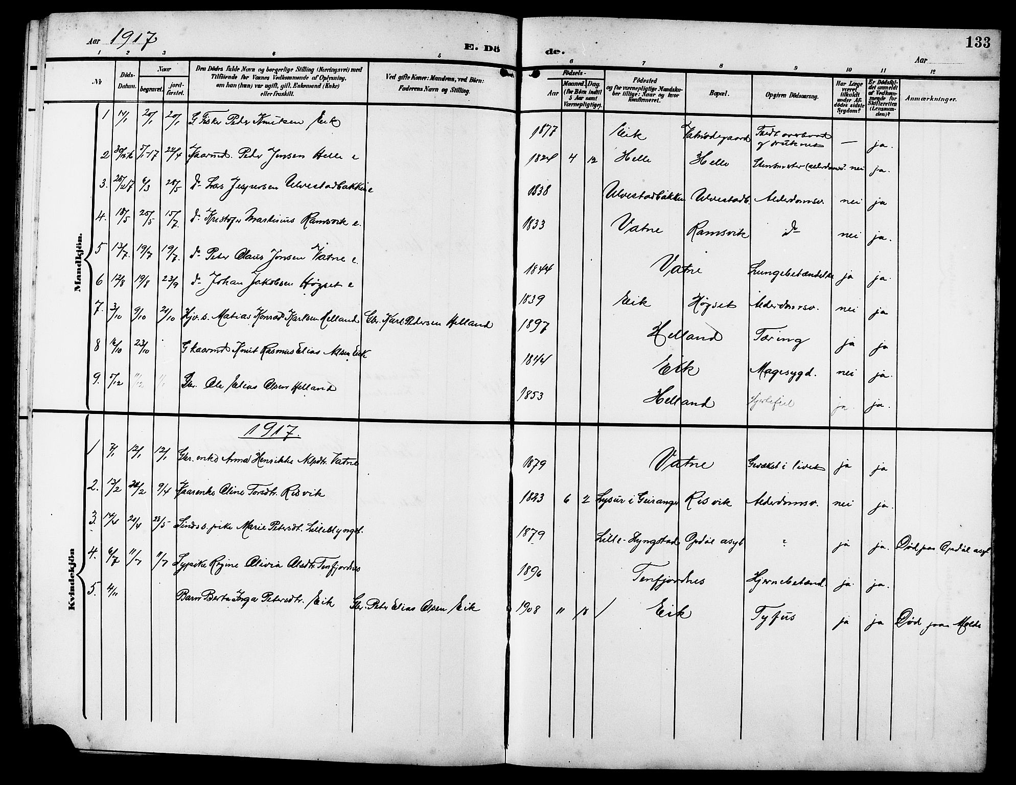 Ministerialprotokoller, klokkerbøker og fødselsregistre - Møre og Romsdal, AV/SAT-A-1454/525/L0377: Parish register (copy) no. 525C03, 1903-1917, p. 133