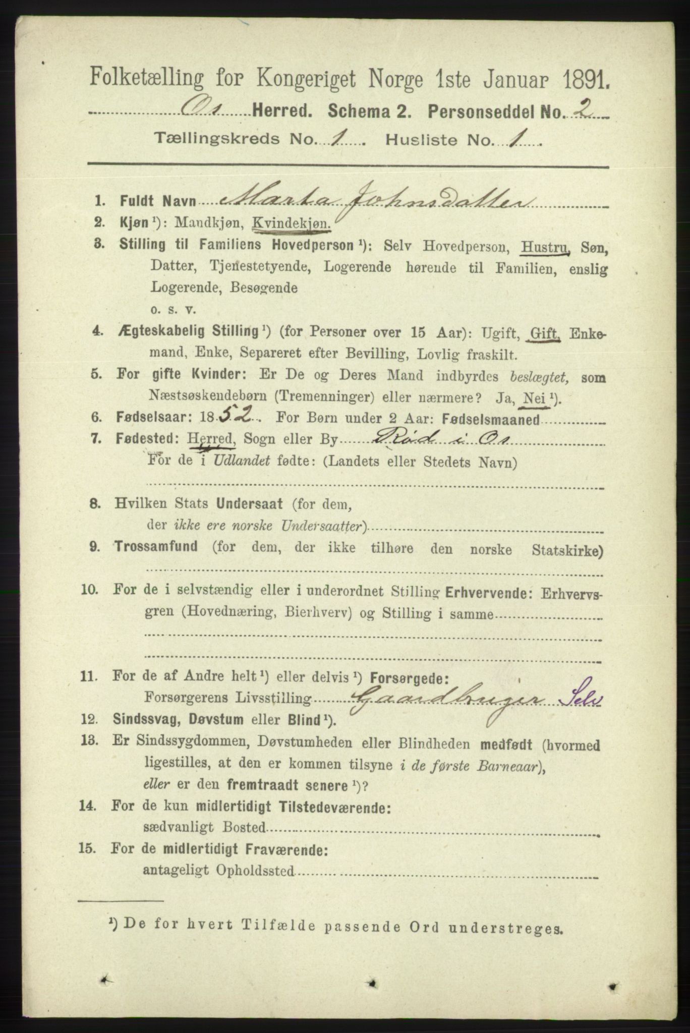 RA, 1891 census for 1243 Os, 1891, p. 86