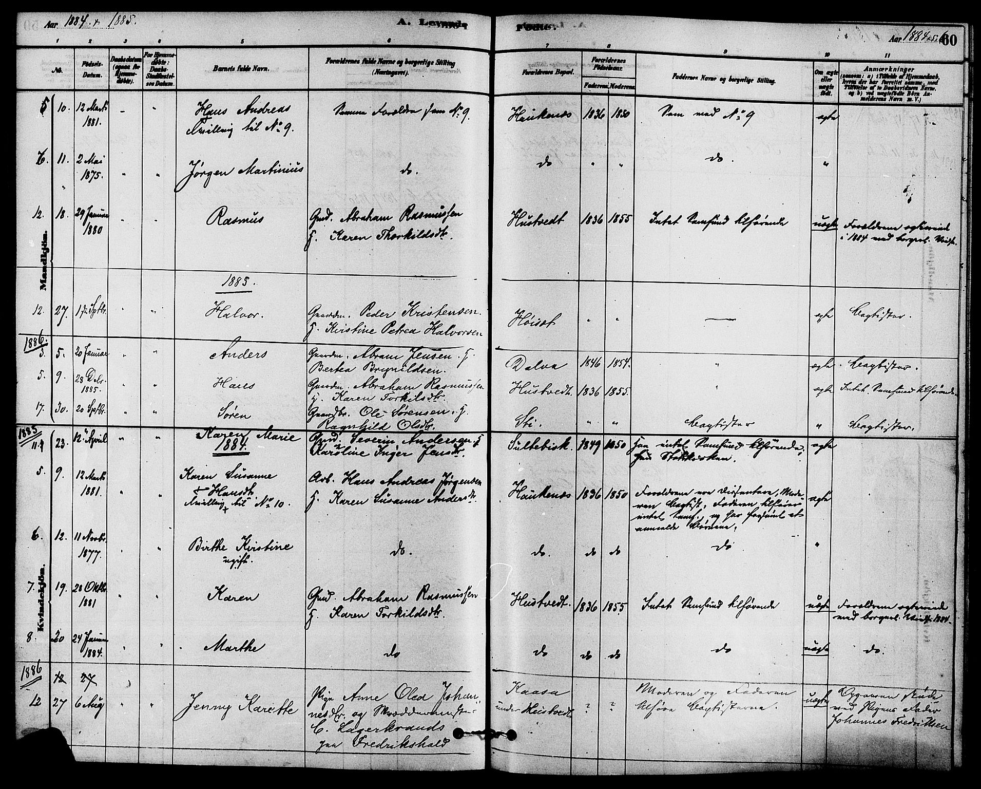 Solum kirkebøker, AV/SAKO-A-306/F/Fb/L0001: Parish register (official) no. II 1, 1877-1892, p. 60