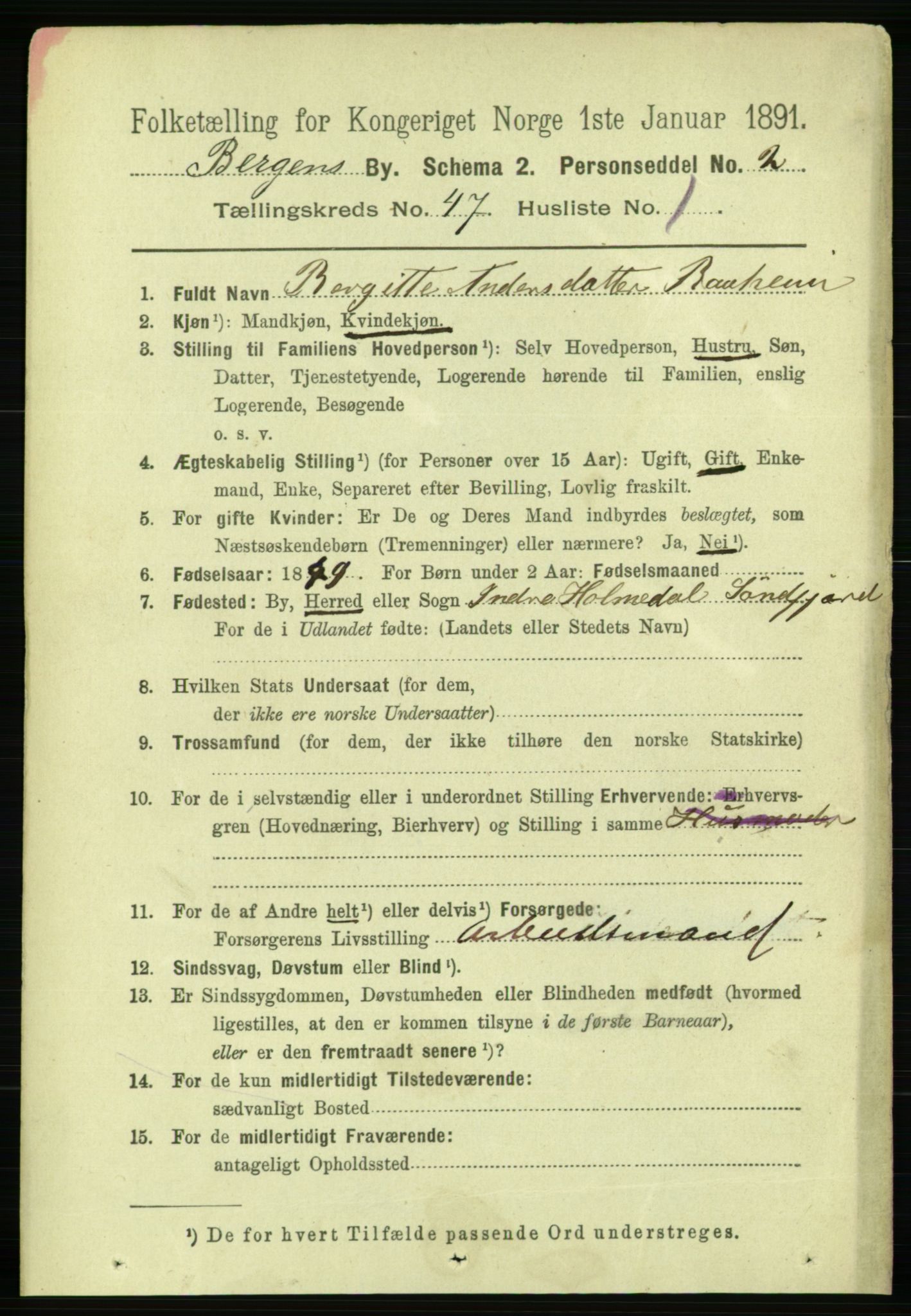 RA, 1891 Census for 1301 Bergen, 1891, p. 55453