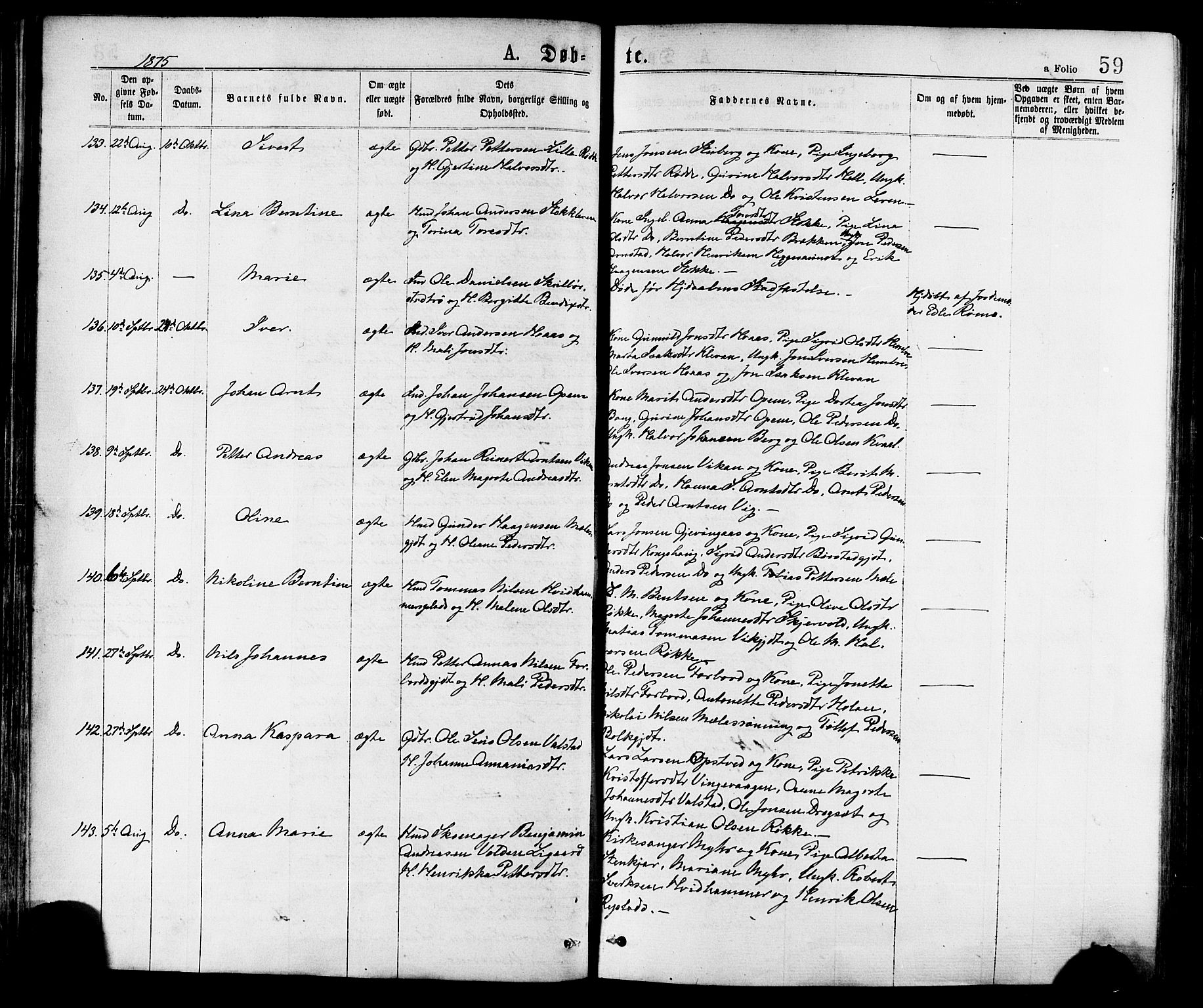 Ministerialprotokoller, klokkerbøker og fødselsregistre - Nord-Trøndelag, SAT/A-1458/709/L0076: Parish register (official) no. 709A16, 1871-1879, p. 59