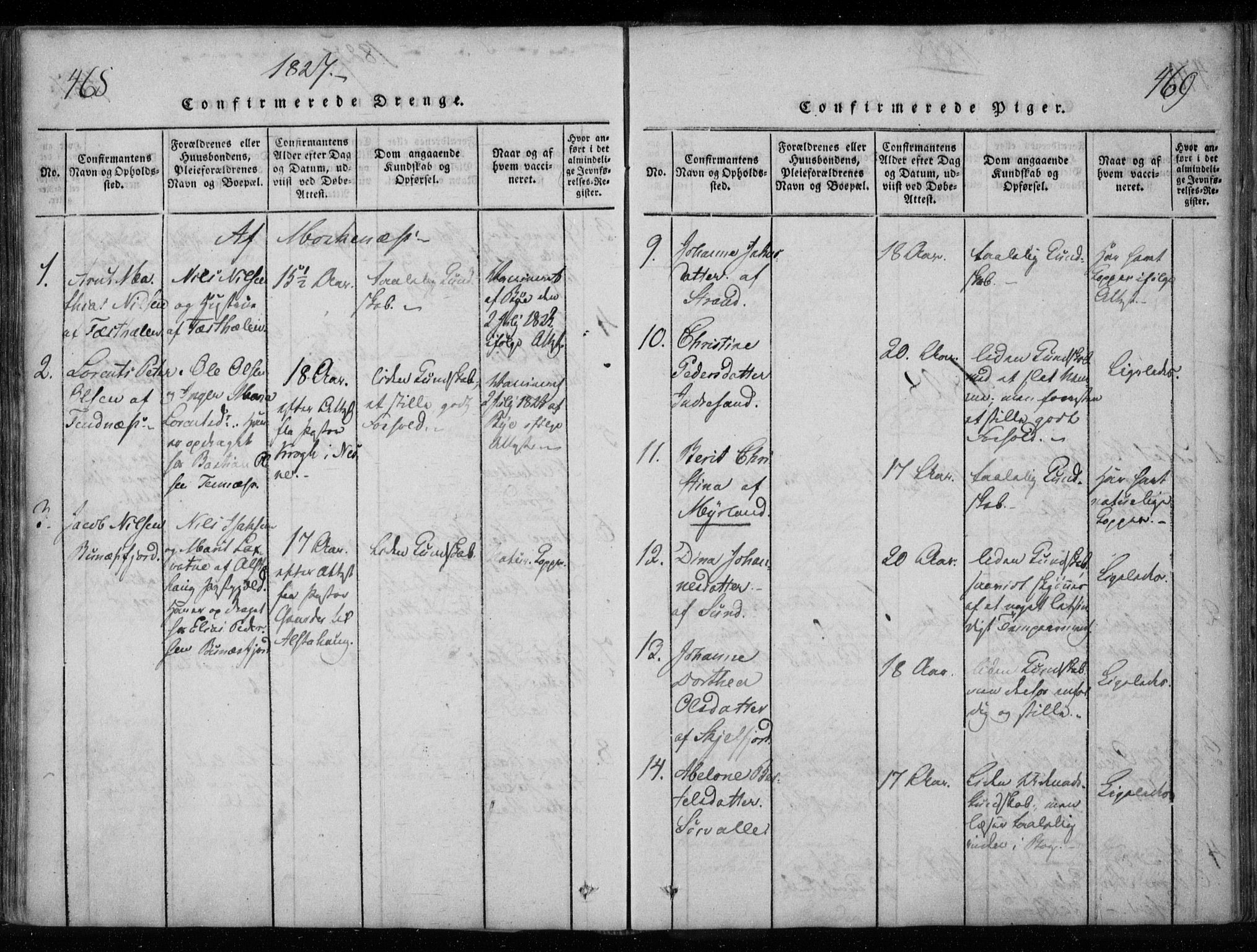 Ministerialprotokoller, klokkerbøker og fødselsregistre - Nordland, AV/SAT-A-1459/885/L1201: Parish register (official) no. 885A02, 1820-1837, p. 469-470