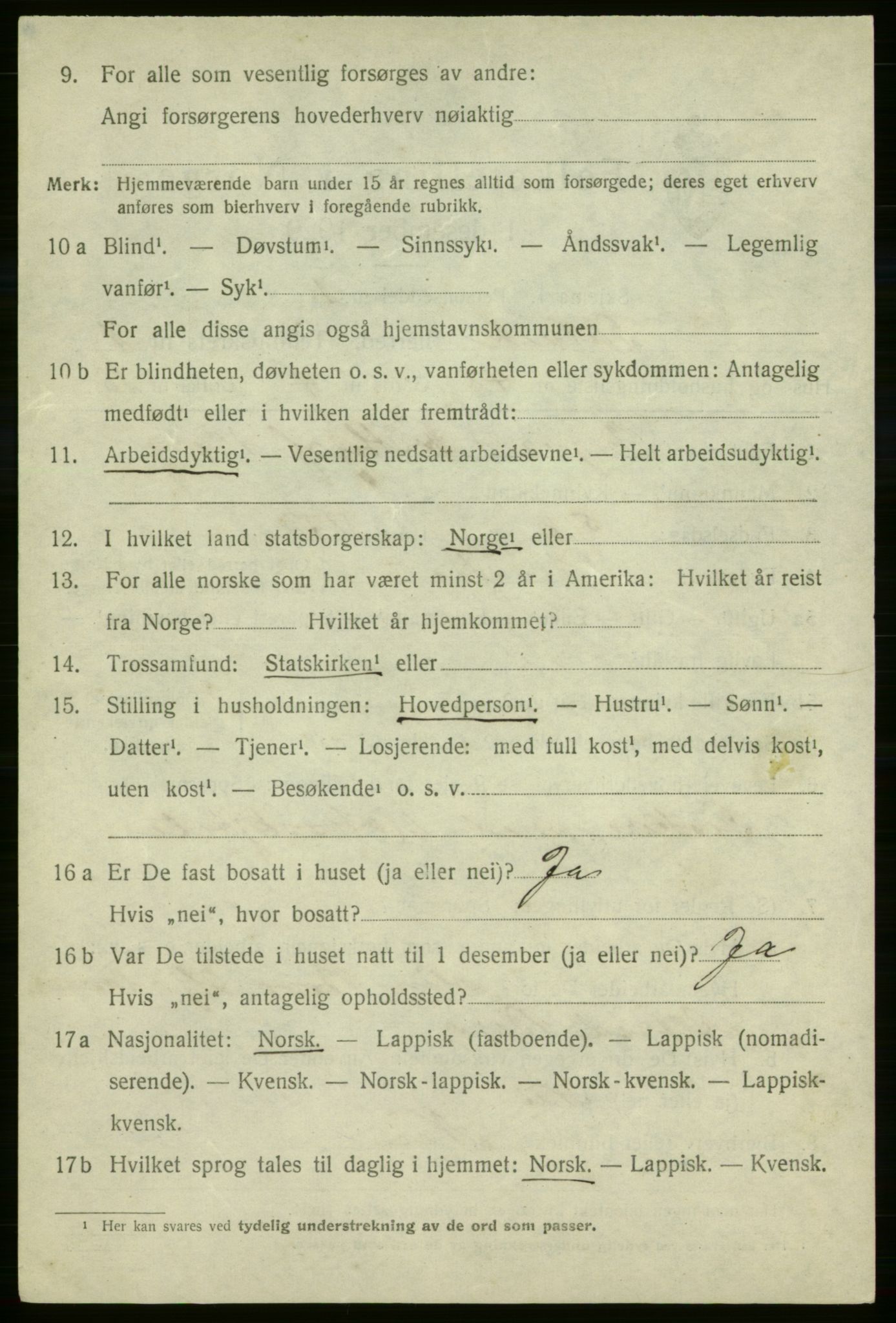 SATØ, 1920 census for Talvik, 1920, p. 1537