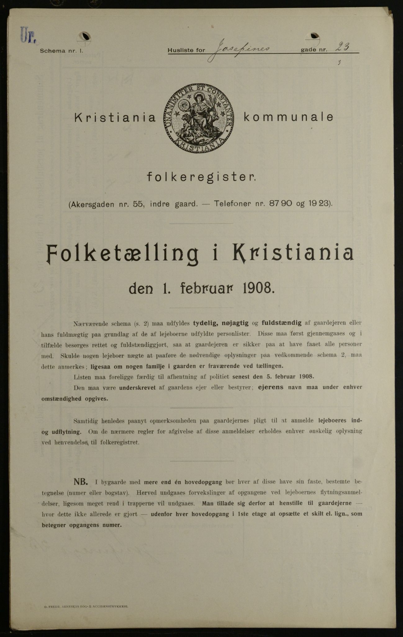 OBA, Municipal Census 1908 for Kristiania, 1908, p. 42424