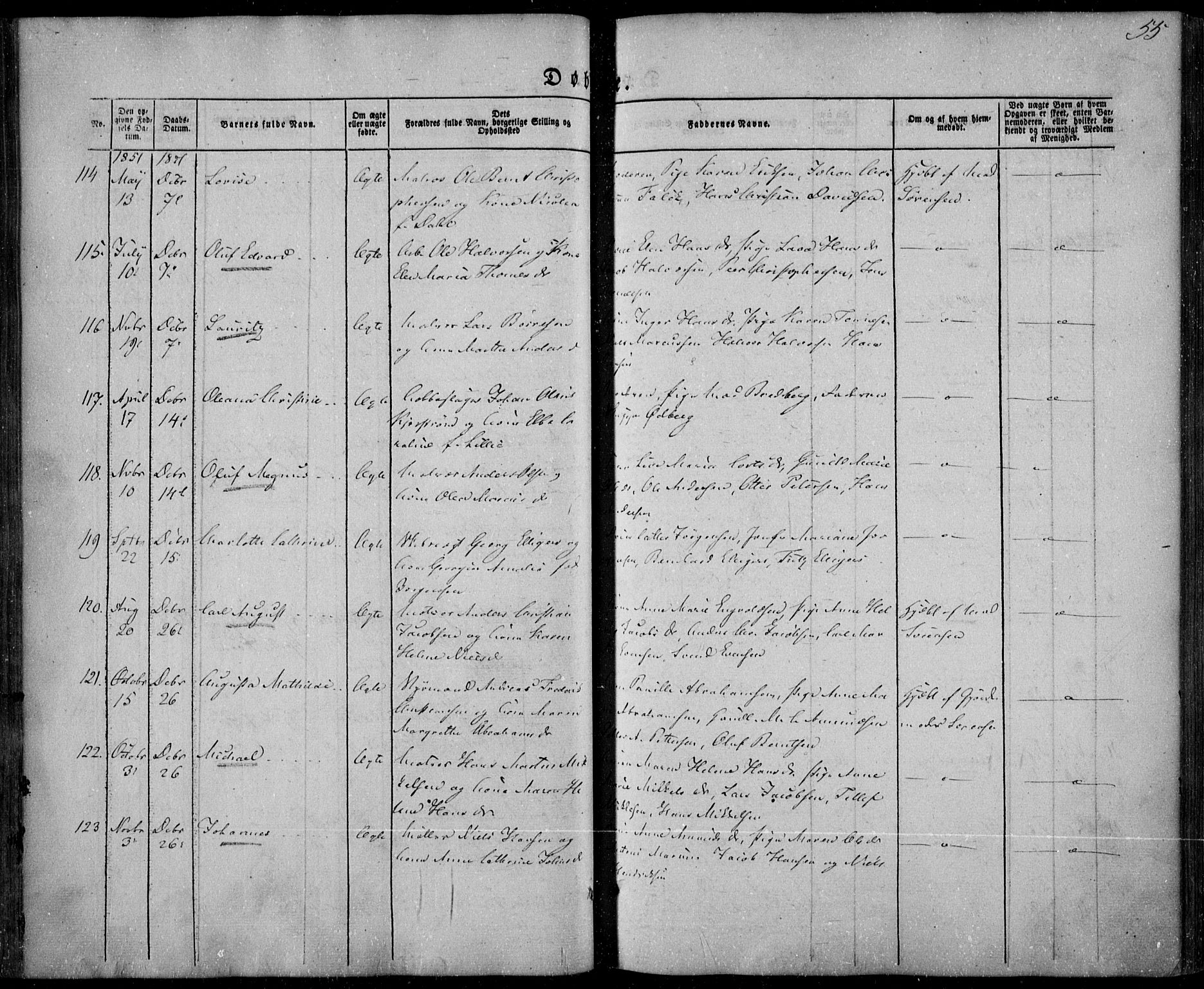 Larvik kirkebøker, AV/SAKO-A-352/F/Fa/L0003: Parish register (official) no. I 3, 1848-1856, p. 55