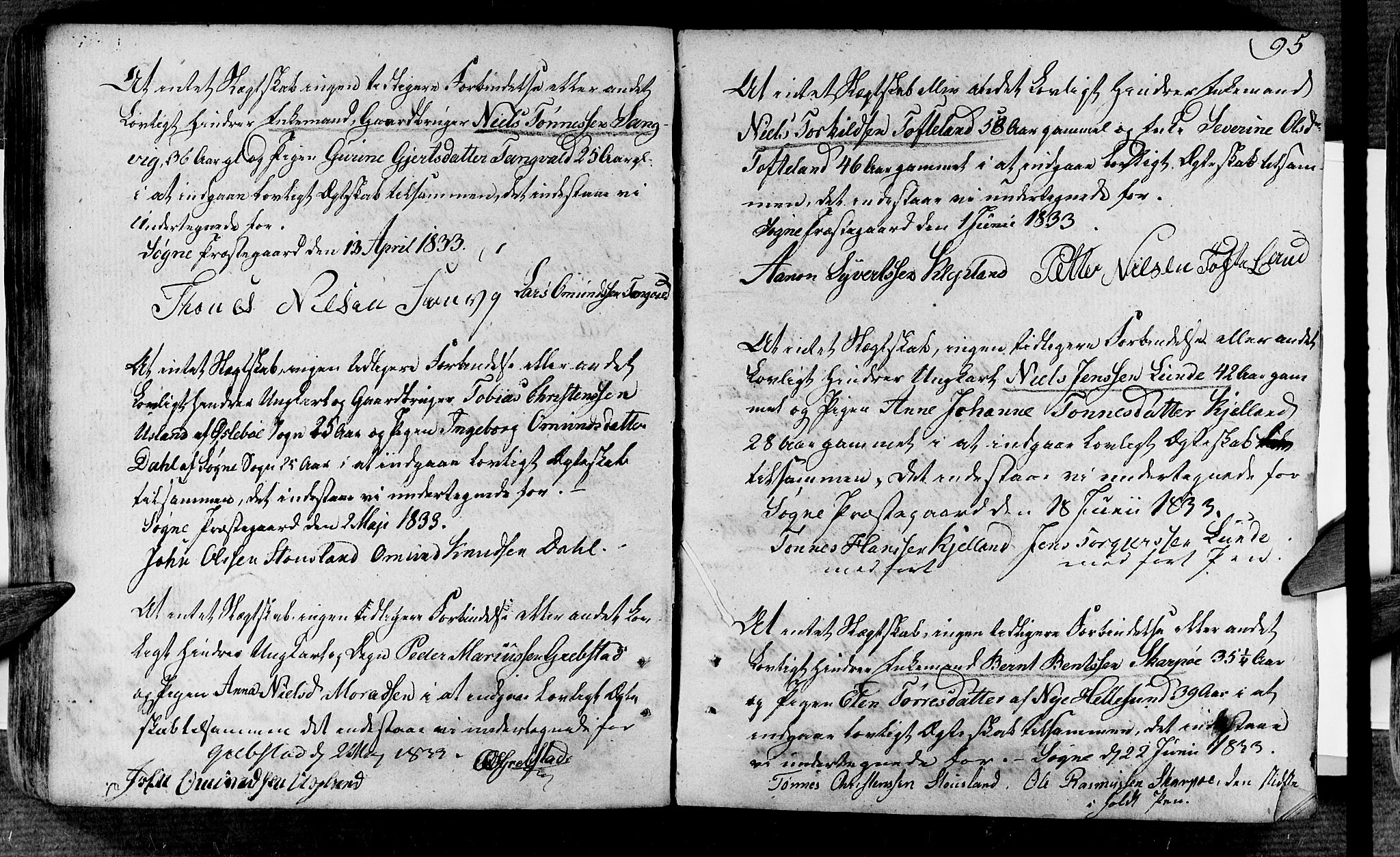 Søgne sokneprestkontor, SAK/1111-0037/F/Fa/Fab/L0007: Parish register (official) no. A 7, 1791-1851, p. 95