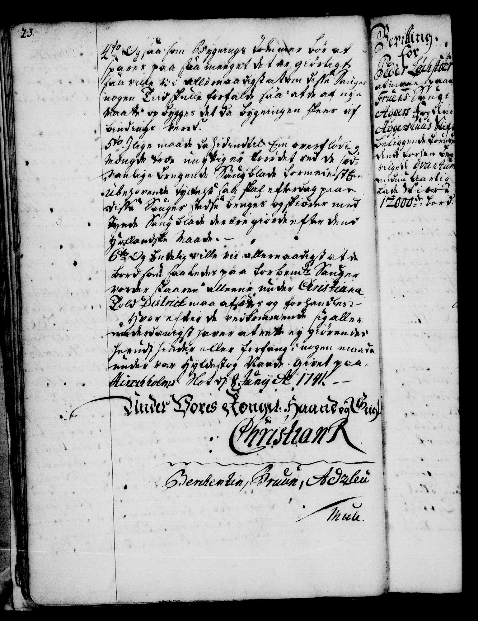 Rentekammeret, Kammerkanselliet, AV/RA-EA-3111/G/Gg/Gga/L0005: Norsk ekspedisjonsprotokoll med register (merket RK 53.5), 1741-1749, p. 23