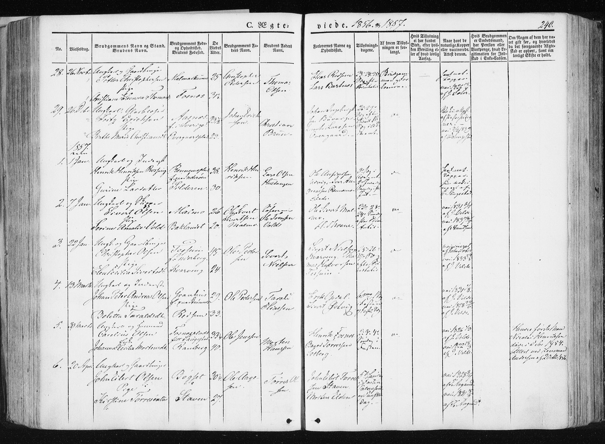 Ministerialprotokoller, klokkerbøker og fødselsregistre - Nord-Trøndelag, SAT/A-1458/741/L0393: Parish register (official) no. 741A07, 1849-1863, p. 240