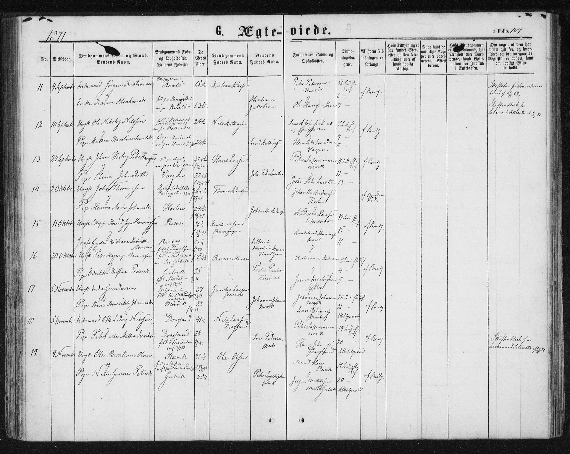 Ministerialprotokoller, klokkerbøker og fødselsregistre - Nord-Trøndelag, SAT/A-1458/788/L0696: Parish register (official) no. 788A03, 1863-1877, p. 107