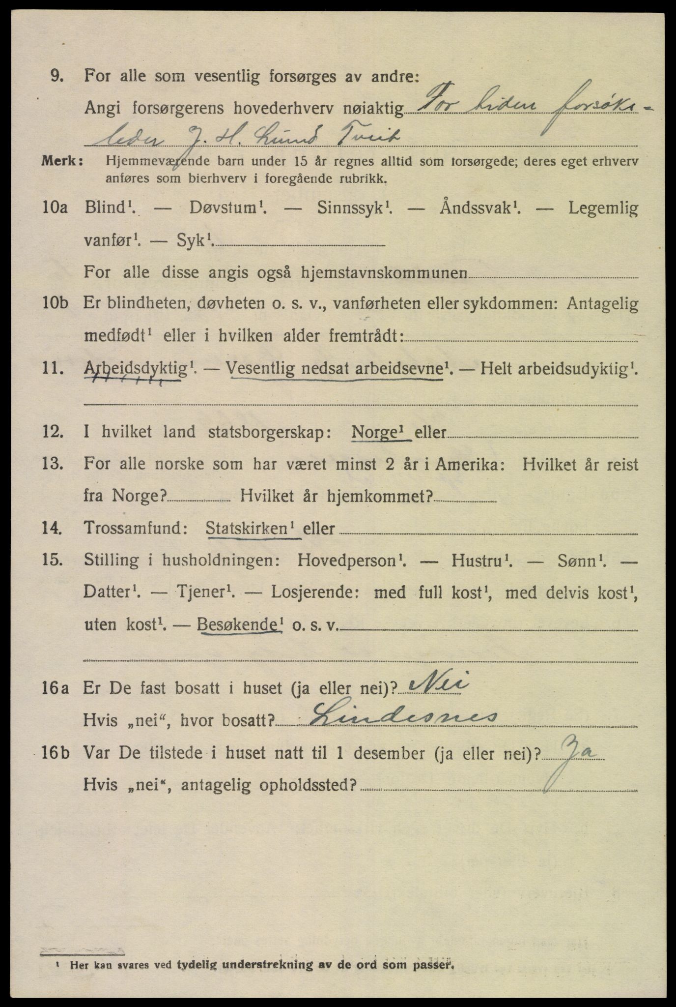 SAK, 1920 census for Tveit, 1920, p. 3157