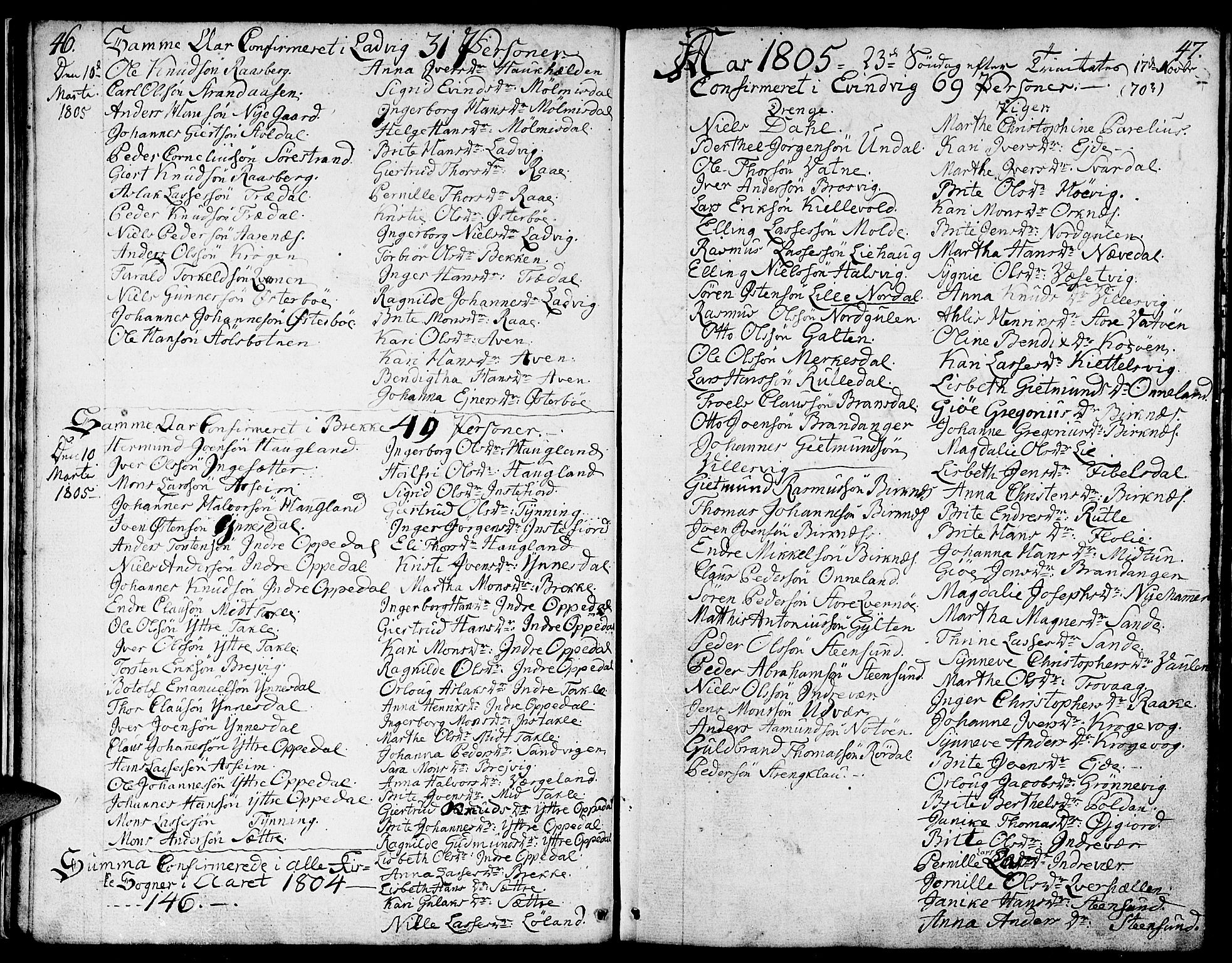 Gulen sokneprestembete, SAB/A-80201/H/Haa/Haaa/L0016: Parish register (official) no. A 16, 1798-1808, p. 46-47