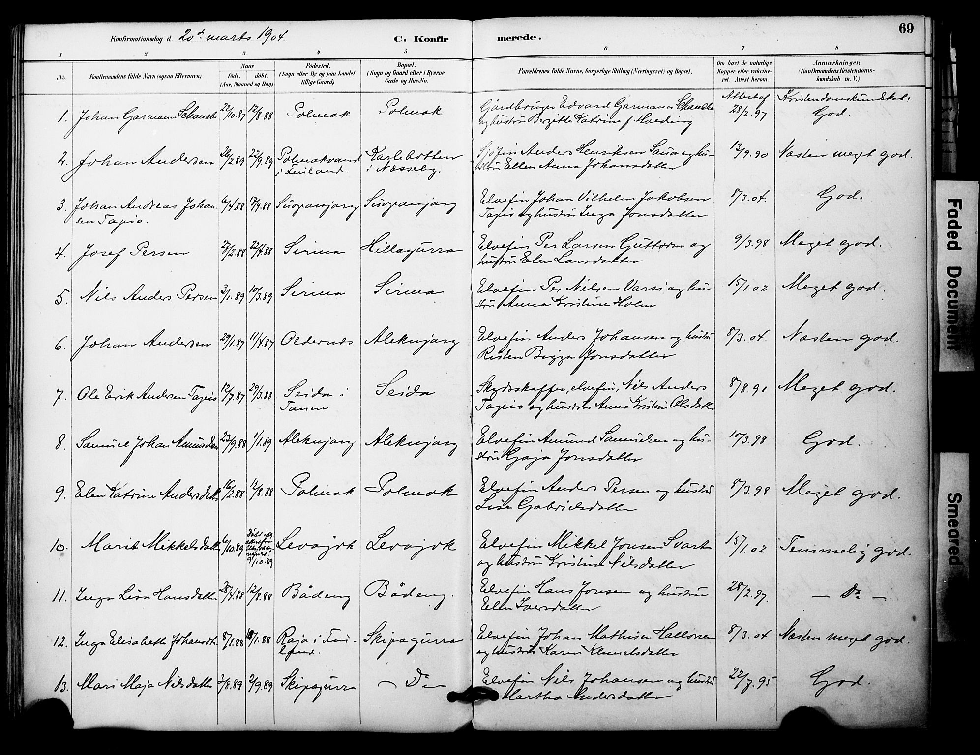 Nesseby sokneprestkontor, SATØ/S-1330/H/Ha/L0005kirke: Parish register (official) no. 5, 1885-1906, p. 69
