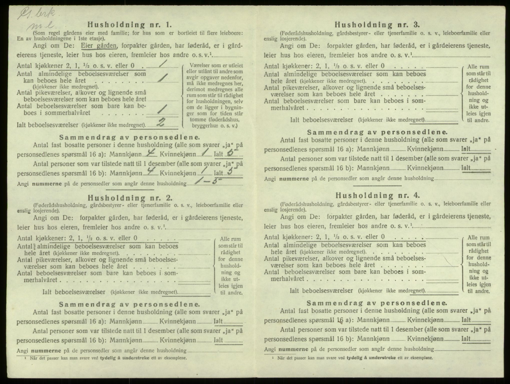 SAB, 1920 census for Selje, 1920, p. 450