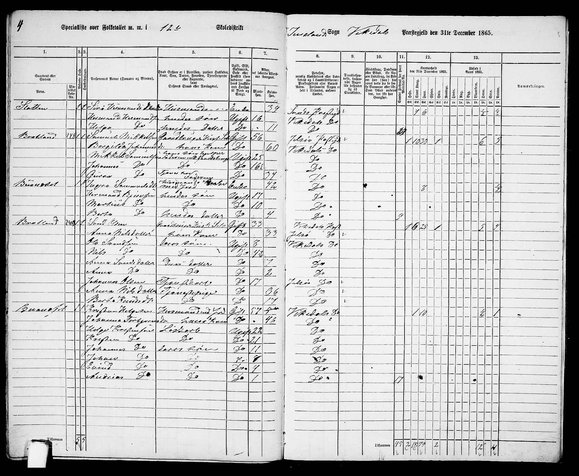 RA, 1865 census for Vikedal, 1865, p. 119