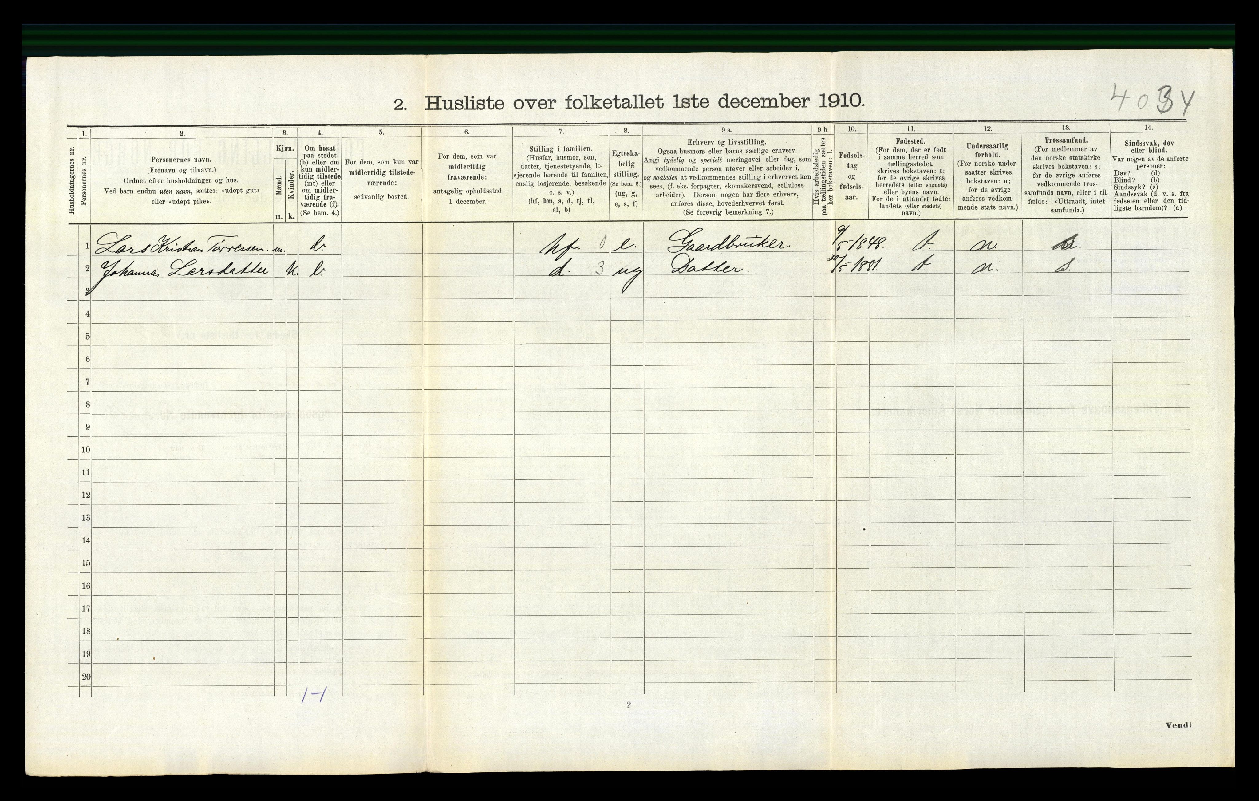 RA, 1910 census for Håland, 1910, p. 898