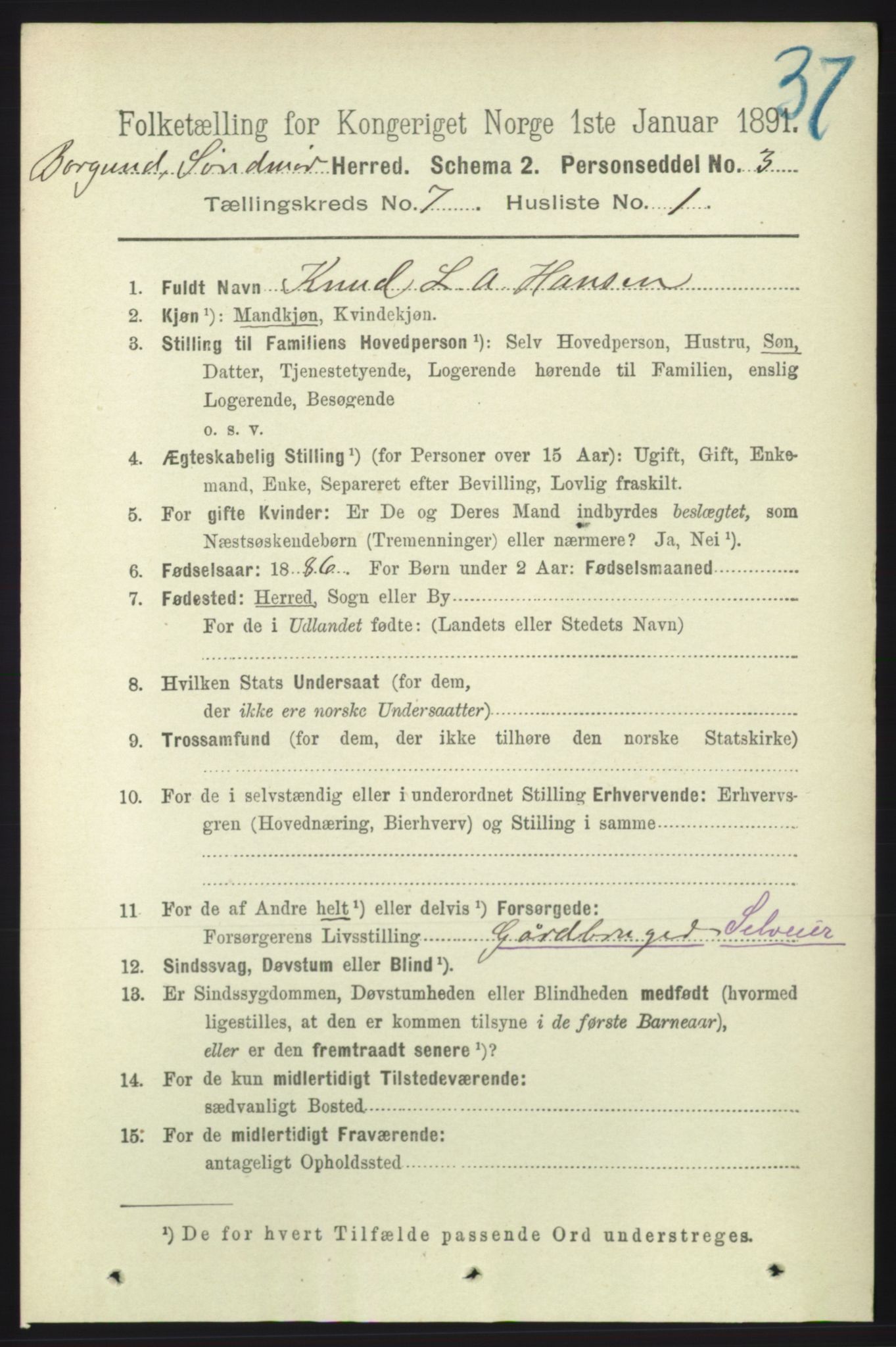 RA, 1891 census for 1531 Borgund, 1891, p. 1852