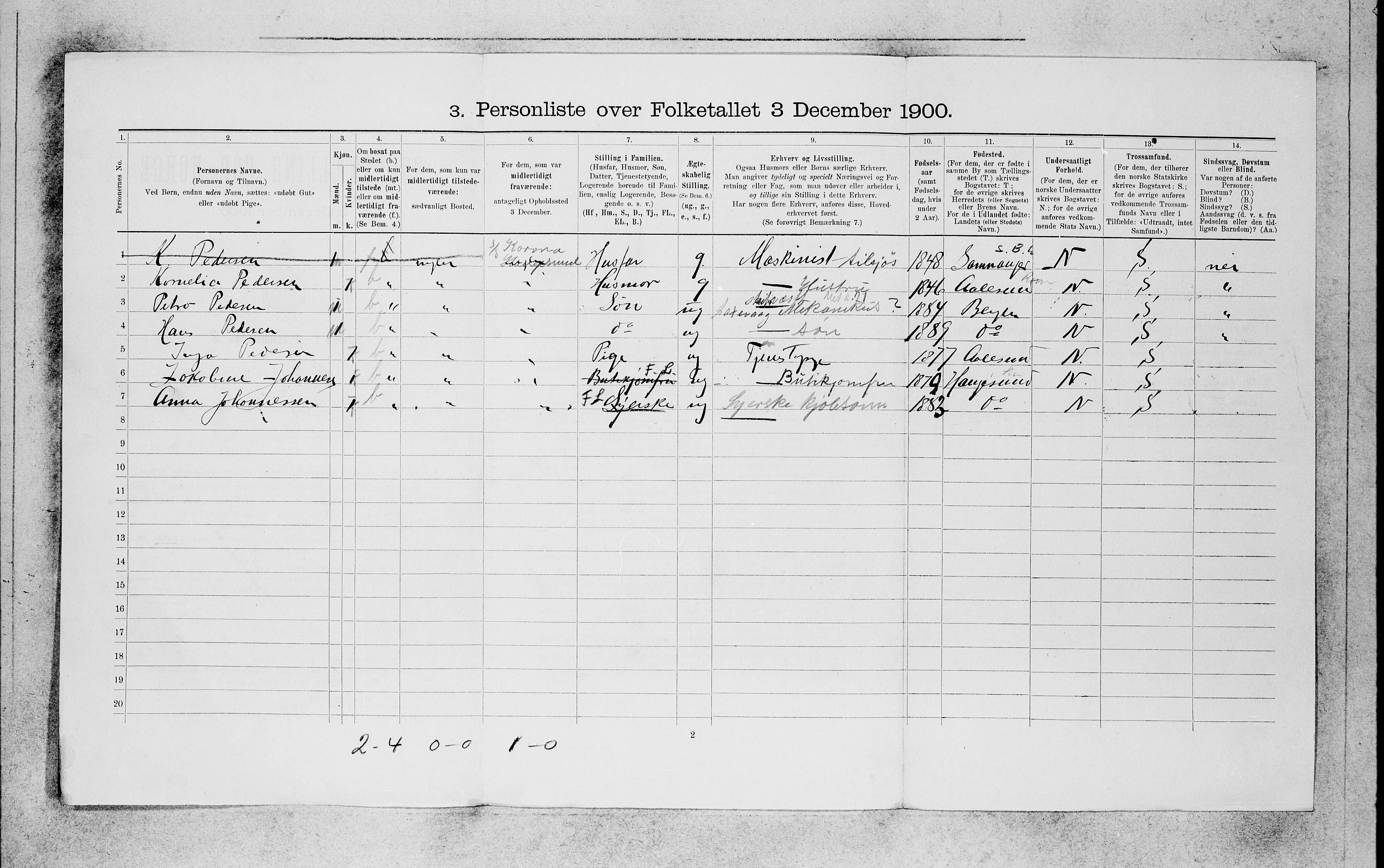 SAB, 1900 census for Bergen, 1900, p. 1876