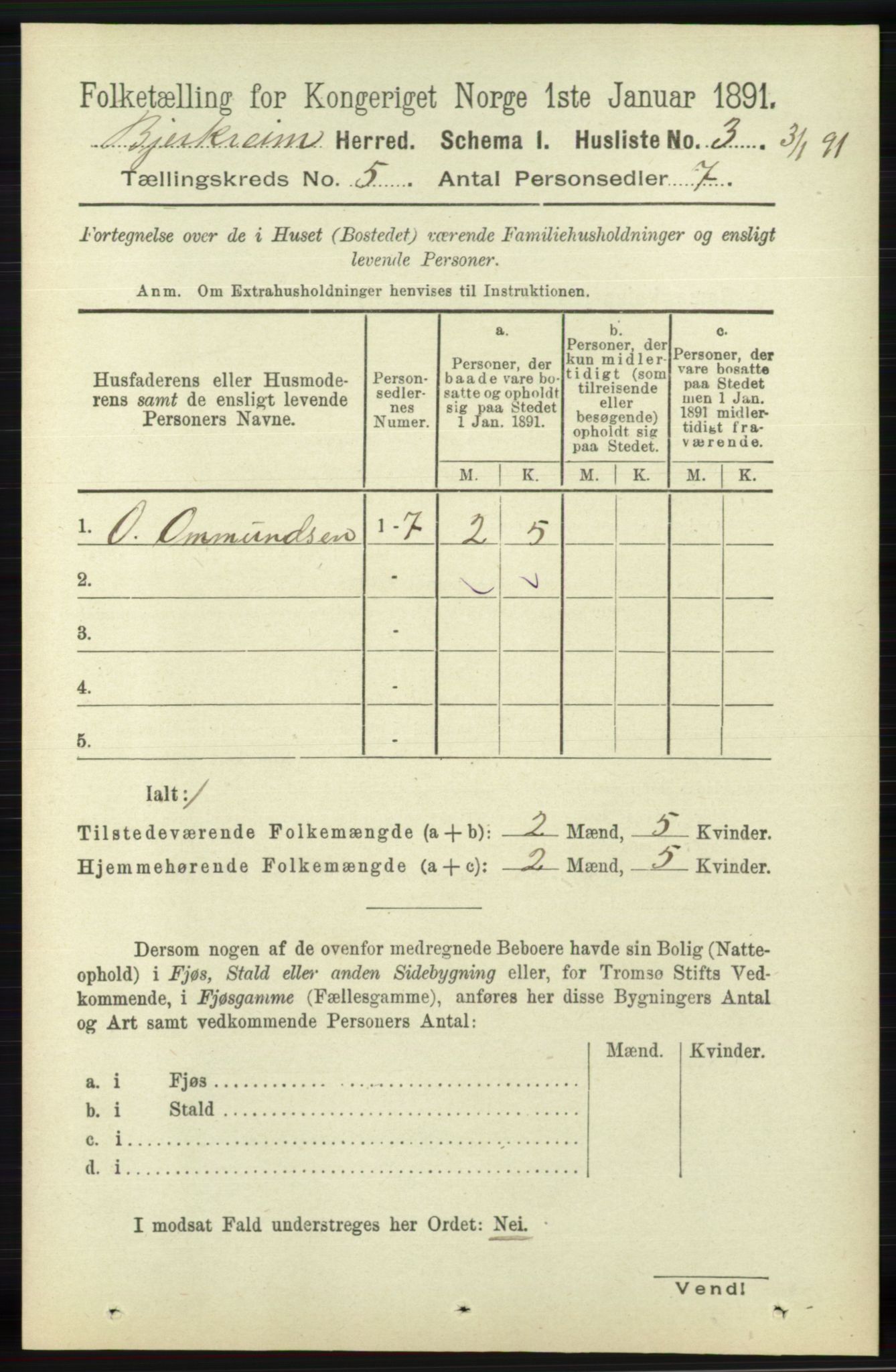 RA, 1891 census for 1114 Bjerkreim, 1891, p. 1655