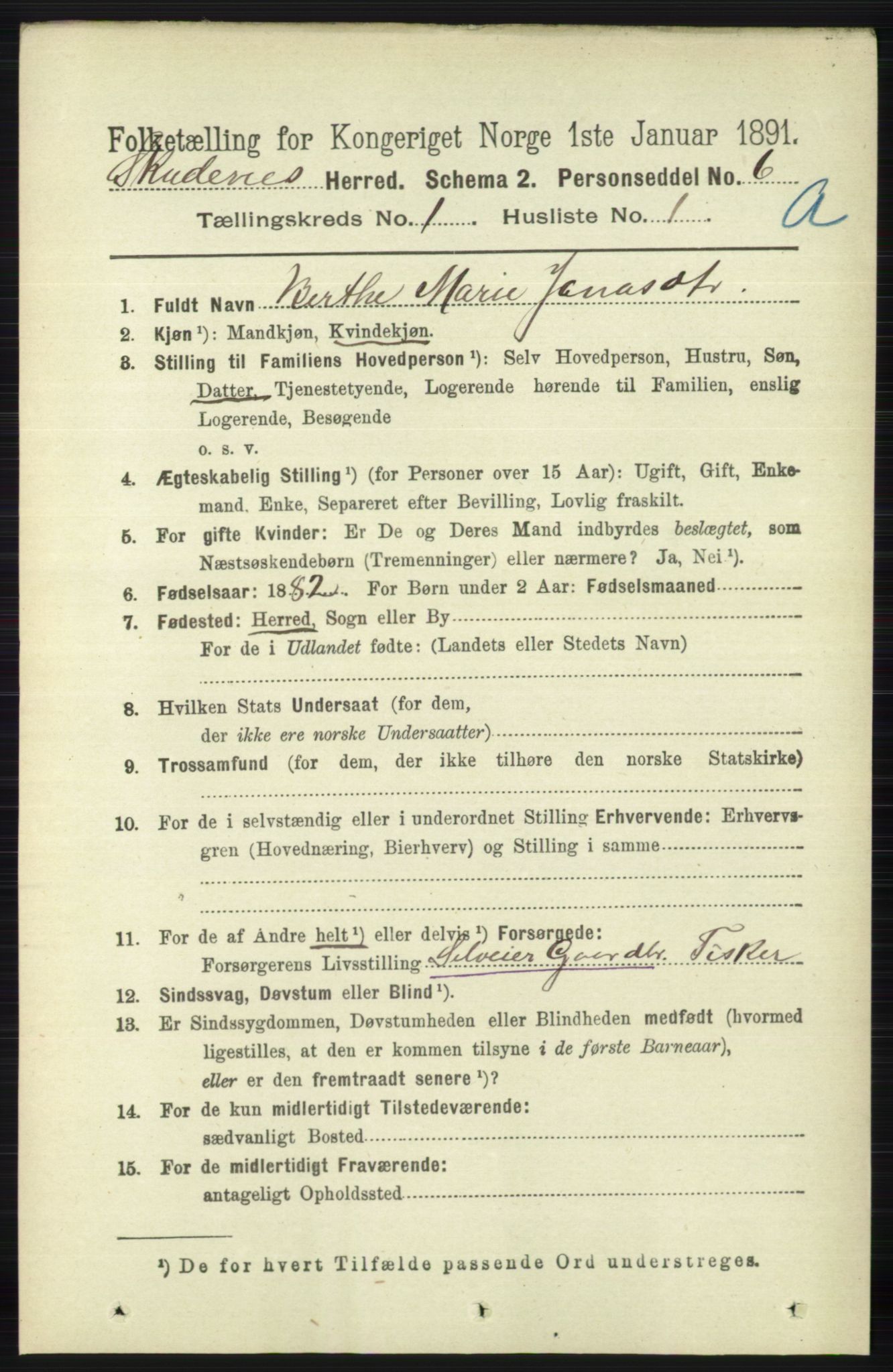 RA, 1891 census for 1150 Skudenes, 1891, p. 114