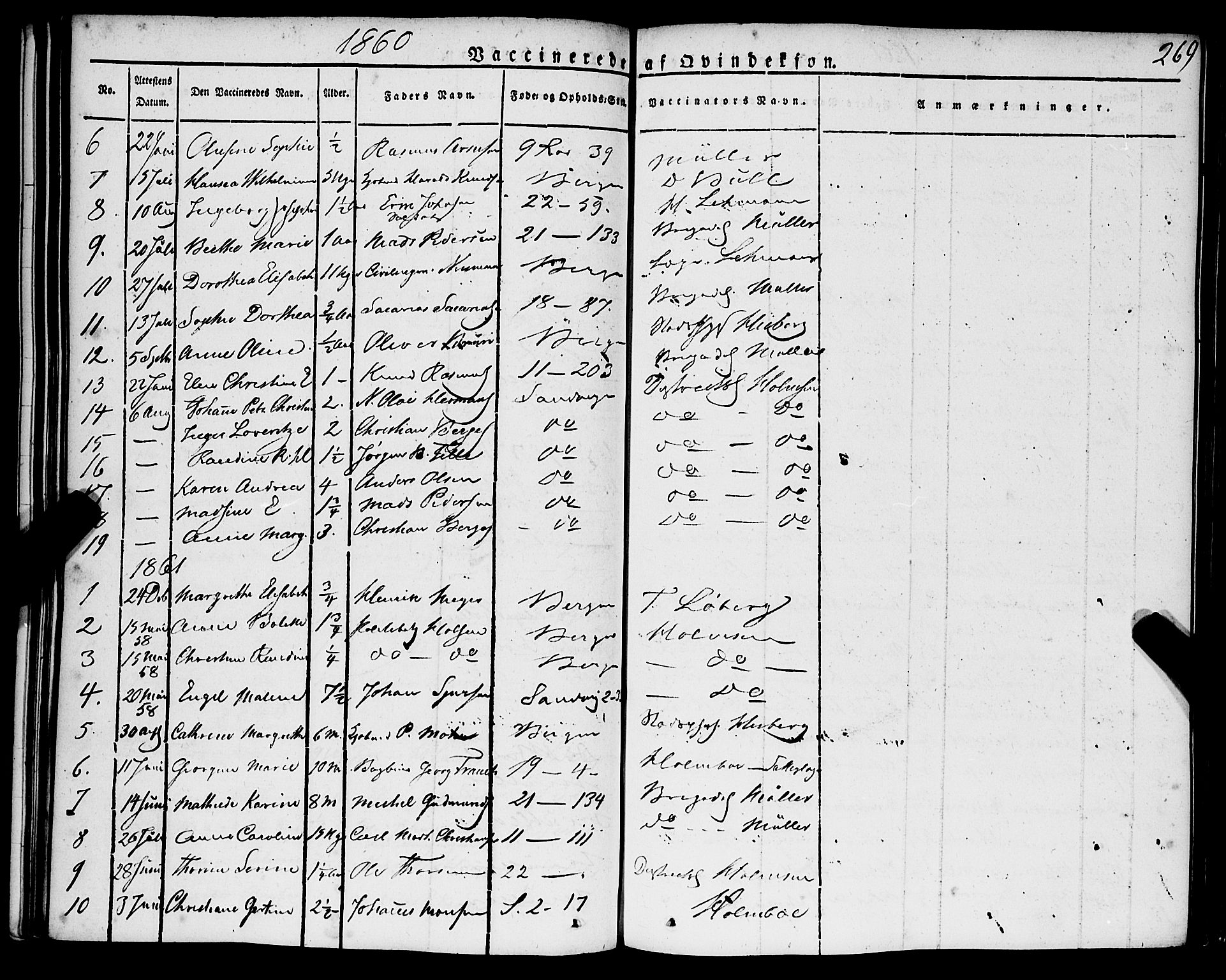 Korskirken sokneprestembete, AV/SAB-A-76101/H/Haa/L0050: Parish register (official) no. F 1, 1821-1869, p. 269