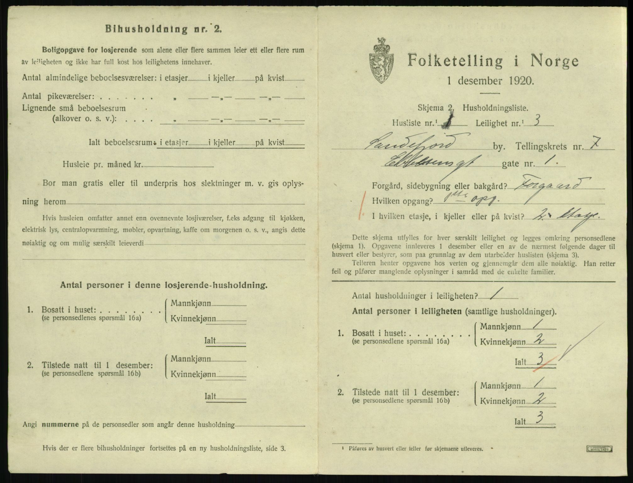 SAKO, 1920 census for Sandefjord, 1920, p. 2878