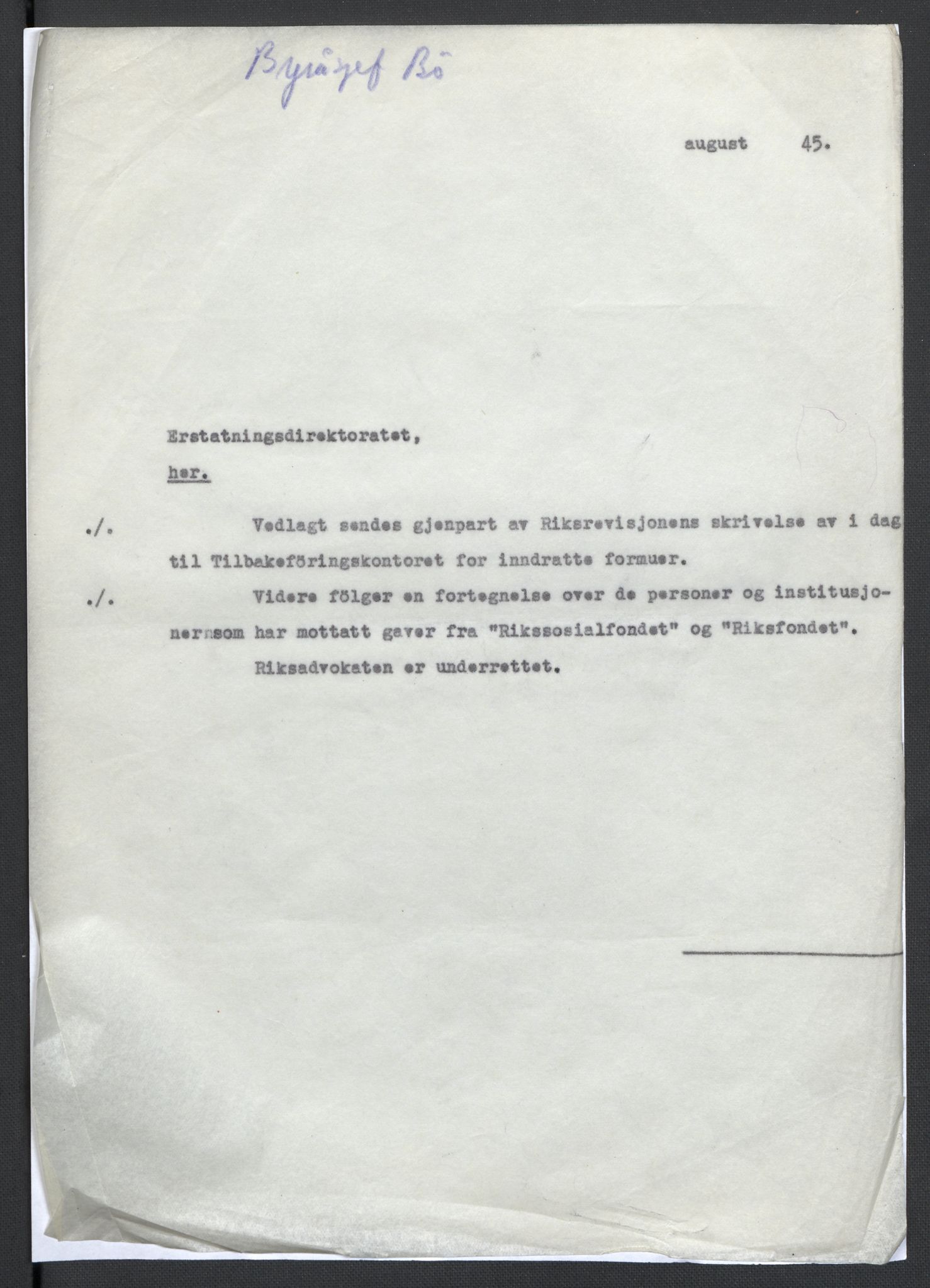 Landssvikarkivet, Oslo politikammer, AV/RA-S-3138-01/D/Da/L0003: Dnr. 29, 1945, p. 2776