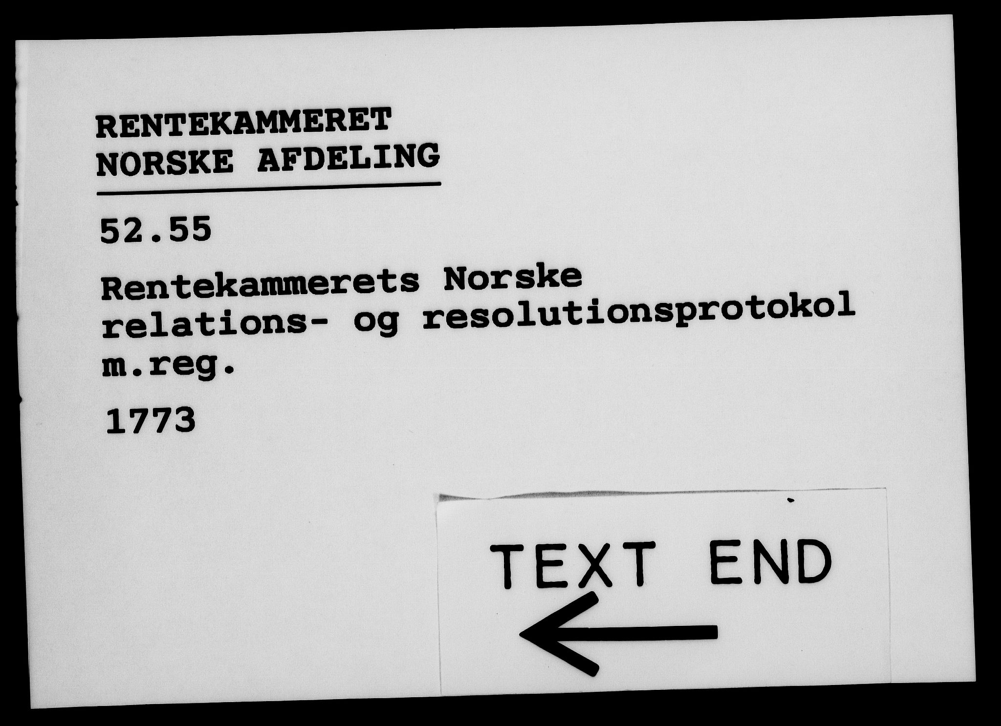 Rentekammeret, Kammerkanselliet, RA/EA-3111/G/Gf/Gfa/L0055: Norsk relasjons- og resolusjonsprotokoll (merket RK 52.55), 1773, p. 282