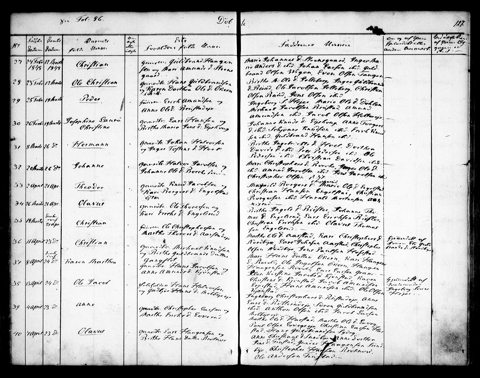 Nannestad prestekontor Kirkebøker, AV/SAO-A-10414a/F/Fa/L0010: Parish register (official) no. I 10, 1840-1850, p. 127