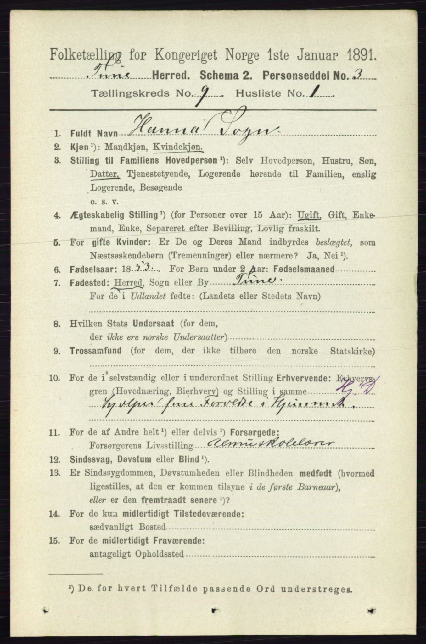 RA, 1891 census for 0130 Tune, 1891, p. 6192