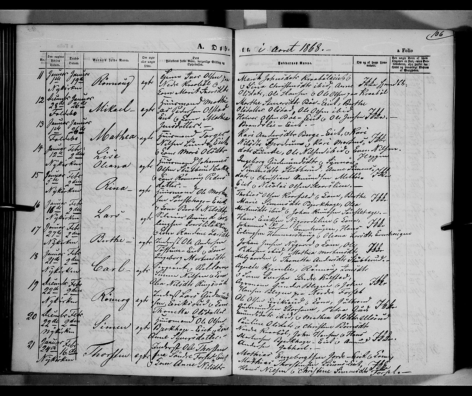 Gausdal prestekontor, SAH/PREST-090/H/Ha/Haa/L0009: Parish register (official) no. 9, 1862-1873, p. 106