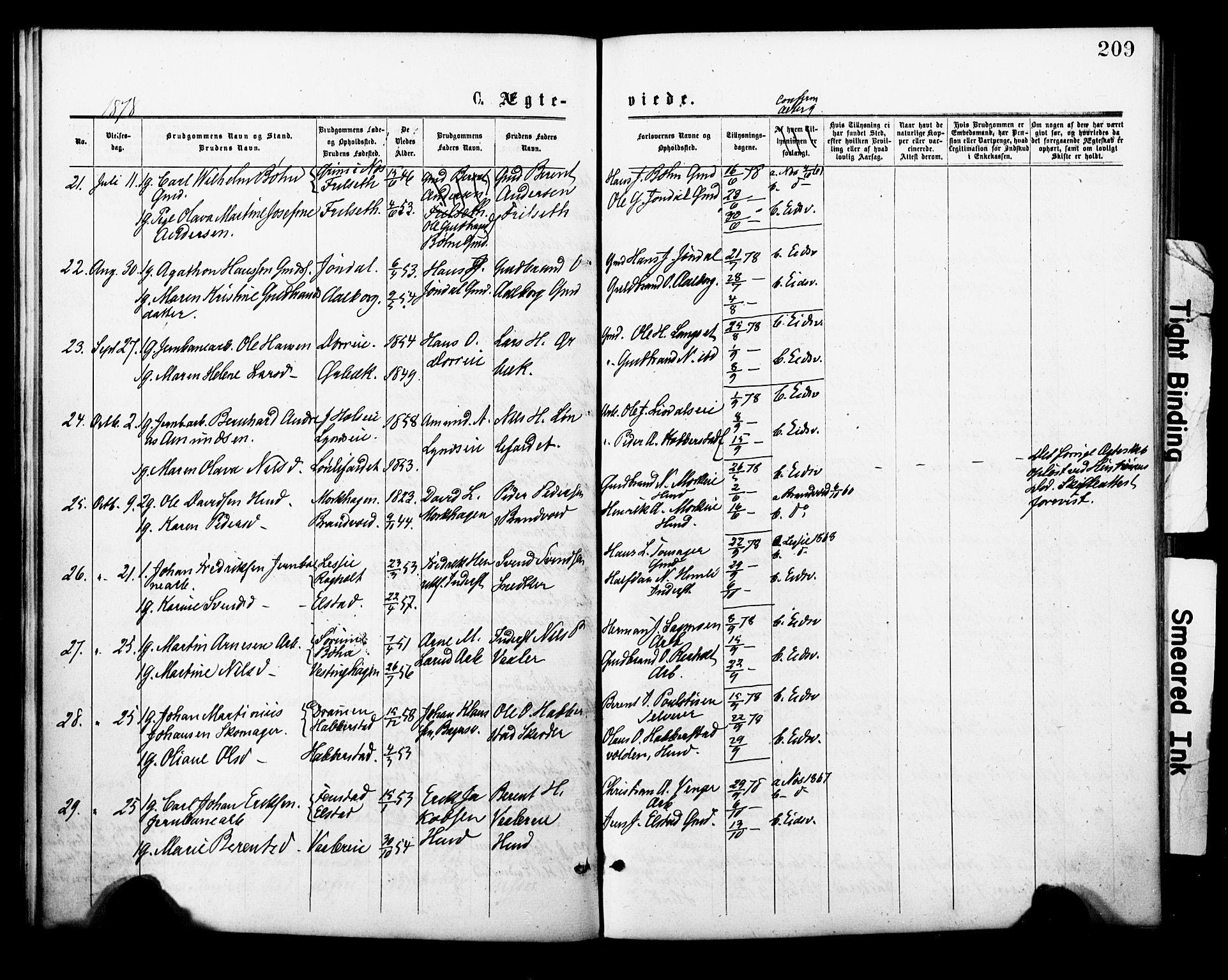 Eidsvoll prestekontor Kirkebøker, AV/SAO-A-10888/F/Fa/L0001: Parish register (official) no. I 1, 1877-1881, p. 209