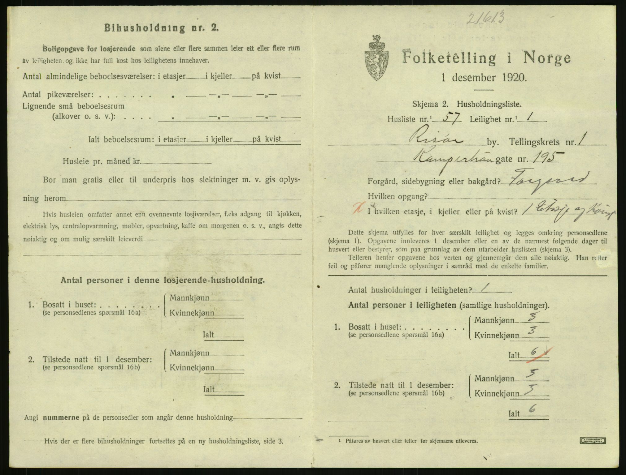 SAK, 1920 census for Risør, 1920, p. 1477