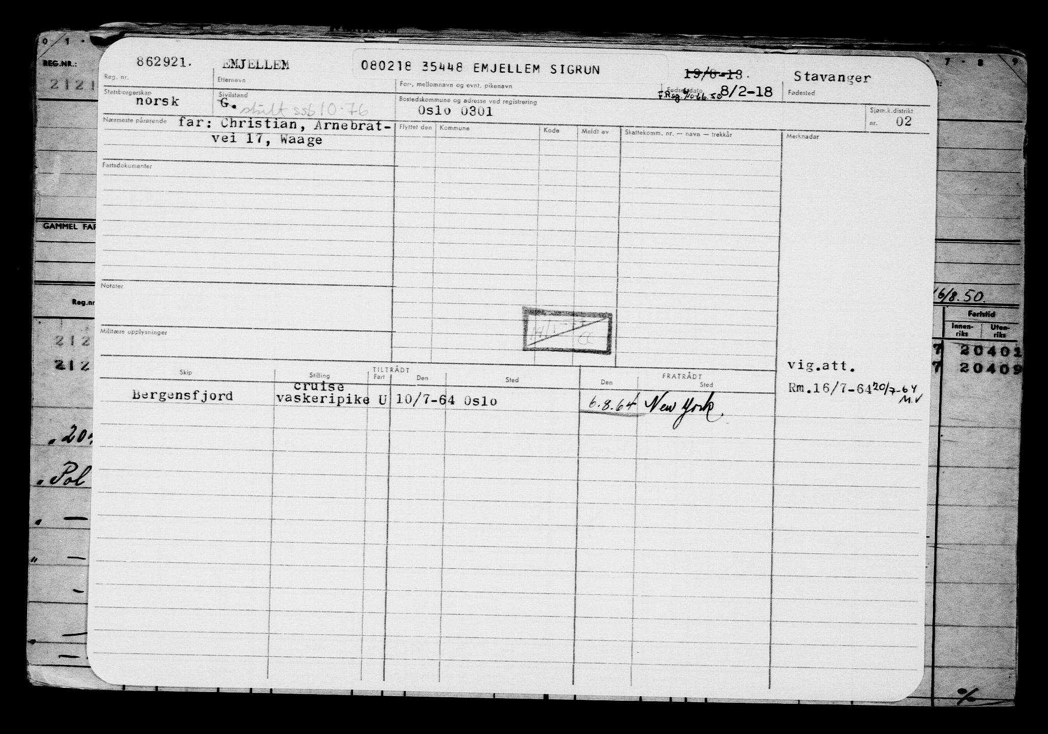 Direktoratet for sjømenn, AV/RA-S-3545/G/Gb/L0155: Hovedkort, 1918, p. 393