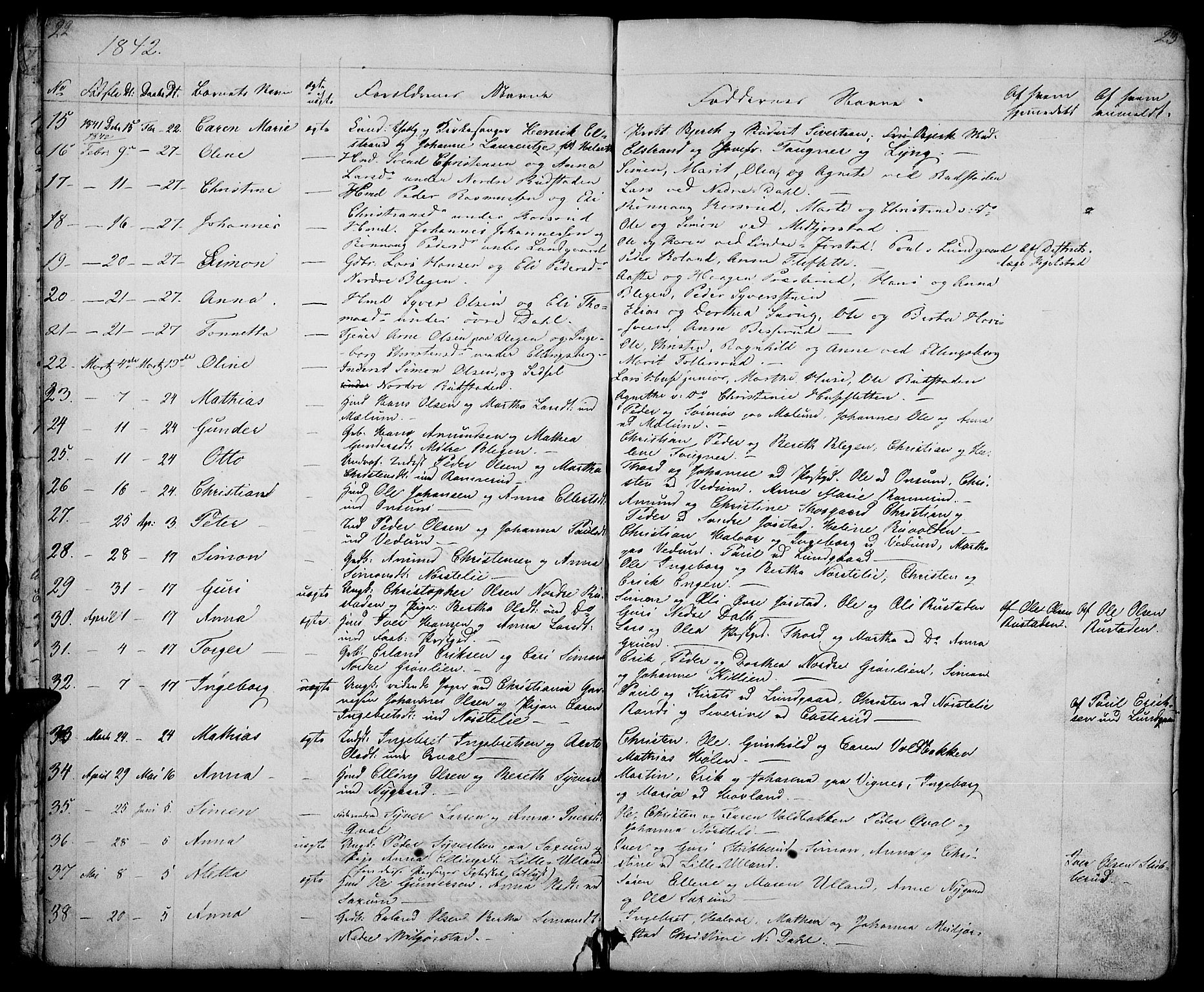 Fåberg prestekontor, AV/SAH-PREST-086/H/Ha/Hab/L0005: Parish register (copy) no. 5, 1837-1864, p. 22-23
