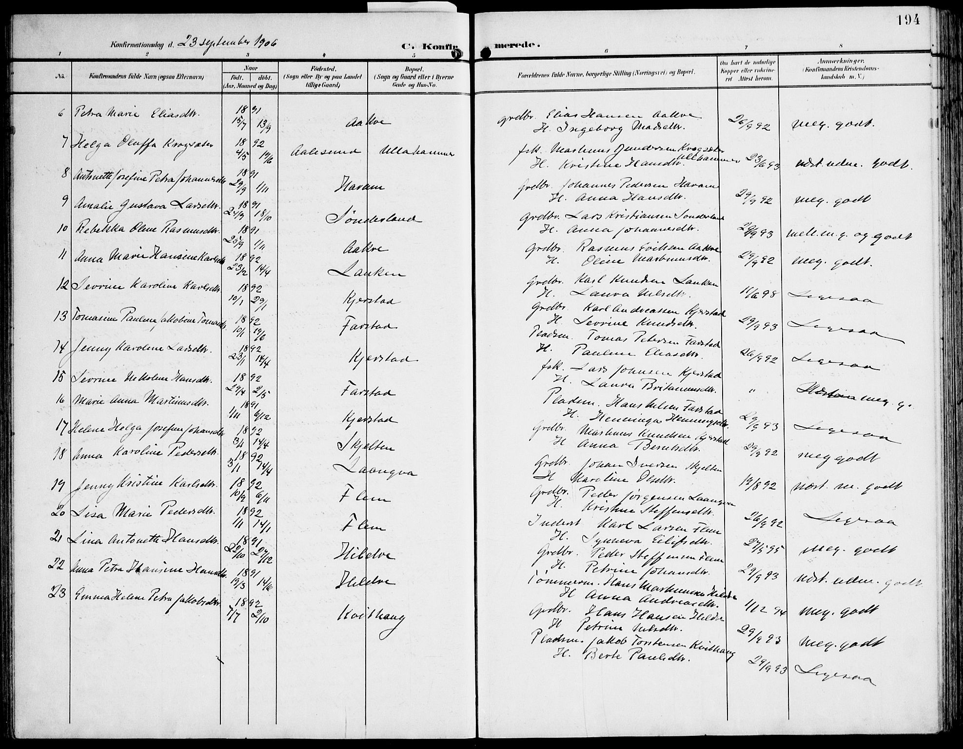 Ministerialprotokoller, klokkerbøker og fødselsregistre - Møre og Romsdal, AV/SAT-A-1454/536/L0511: Parish register (copy) no. 536C06, 1899-1944, p. 194