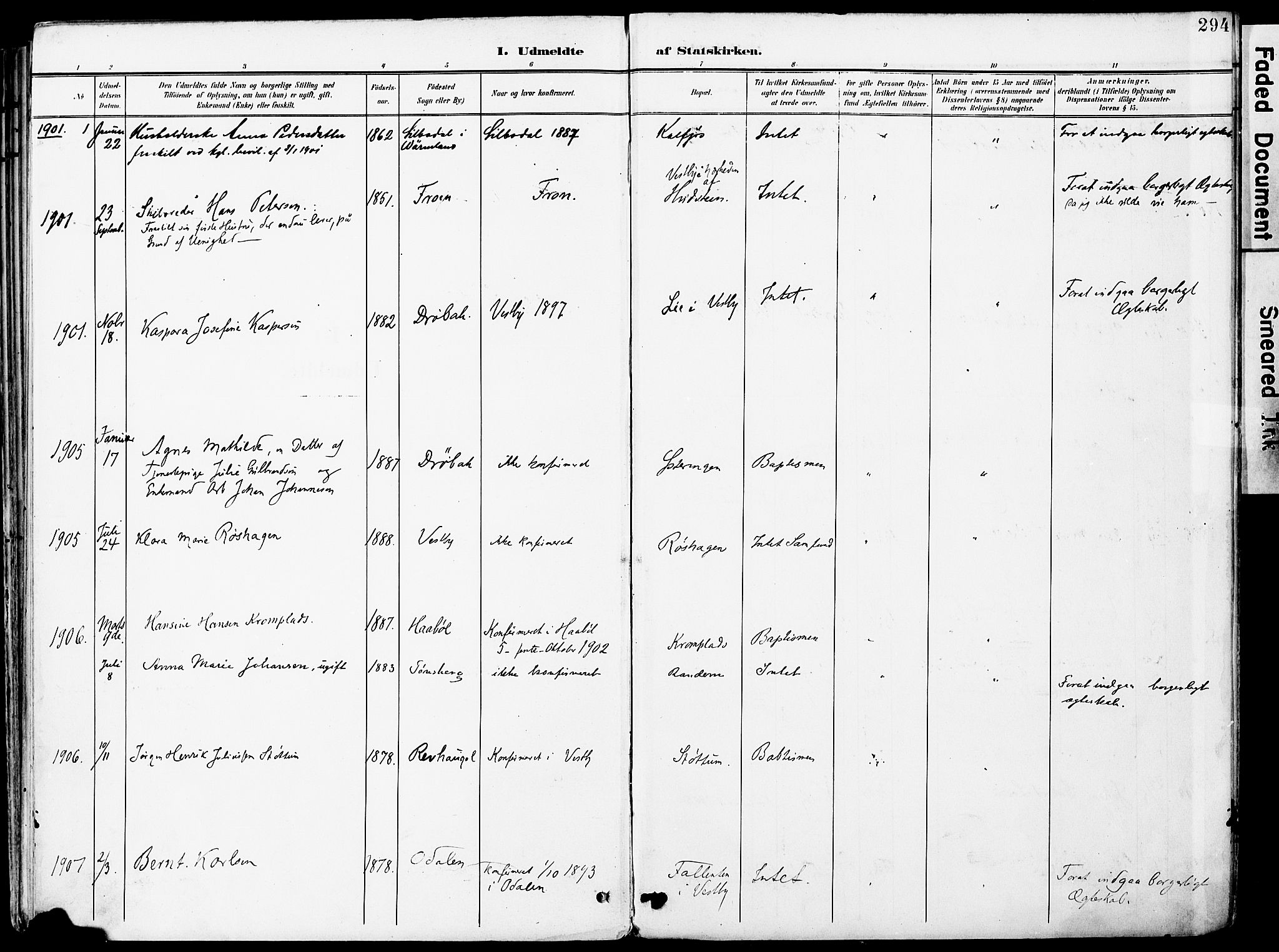 Vestby prestekontor Kirkebøker, AV/SAO-A-10893/F/Fa/L0010: Parish register (official) no. I 10, 1900-1926, p. 294