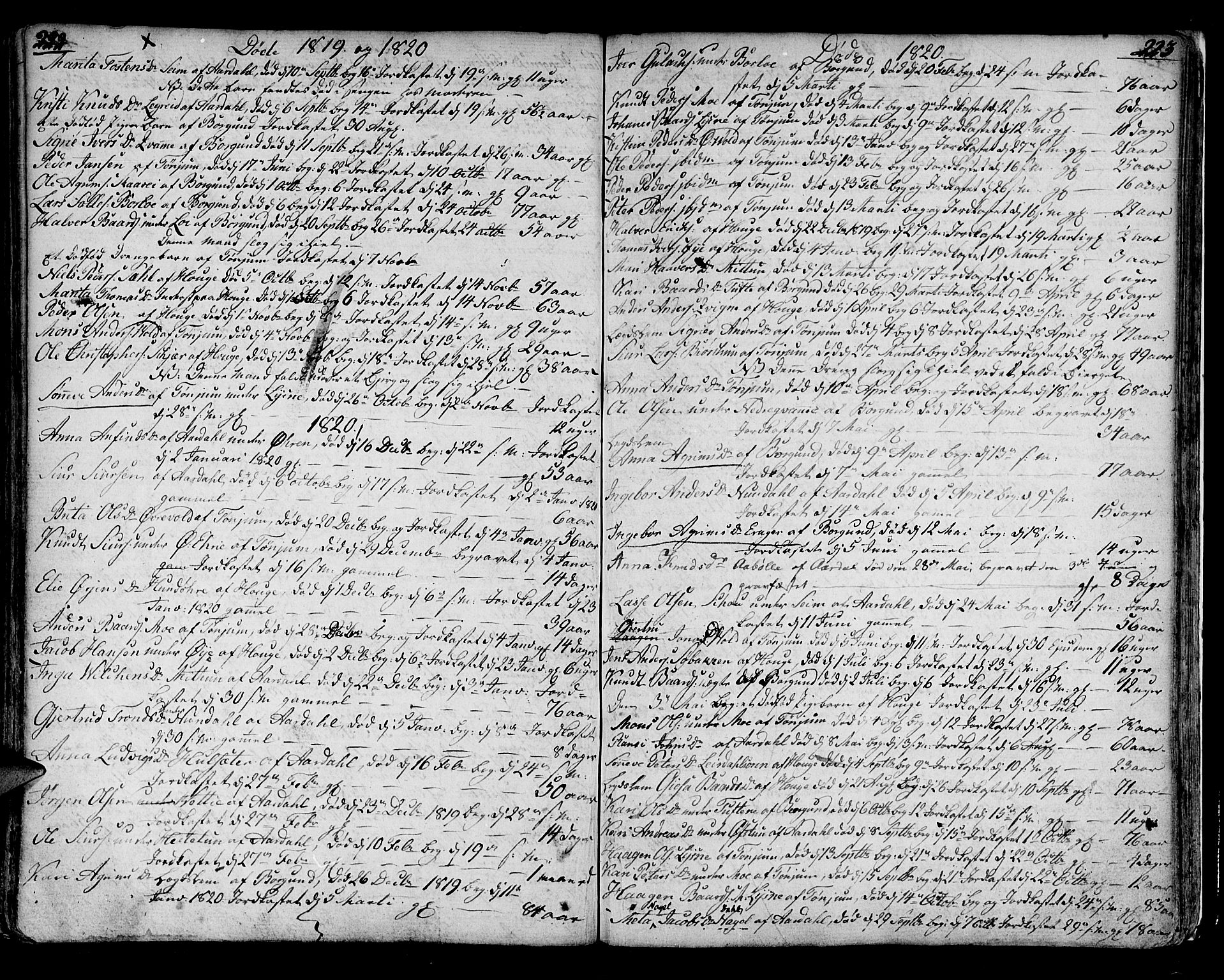 Lærdal sokneprestembete, SAB/A-81201: Parish register (official) no. A 4, 1805-1821, p. 222-223