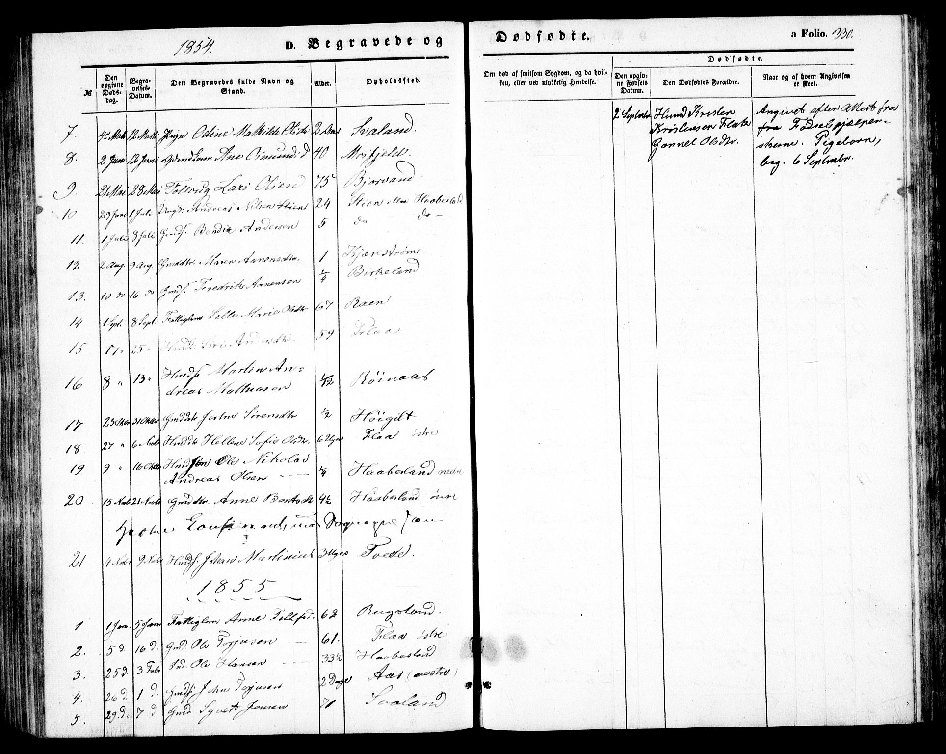 Birkenes sokneprestkontor, AV/SAK-1111-0004/F/Fb/L0002: Parish register (copy) no. B 2, 1849-1876, p. 330