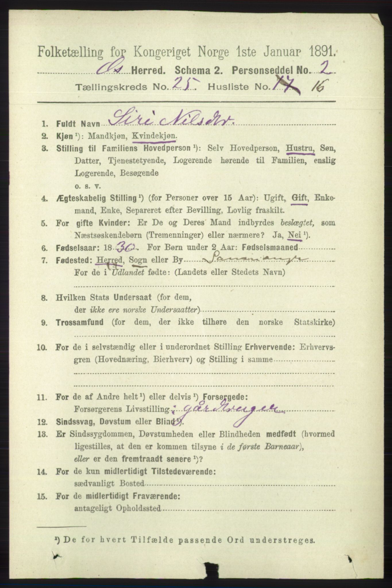 RA, 1891 census for 1243 Os, 1891, p. 5468