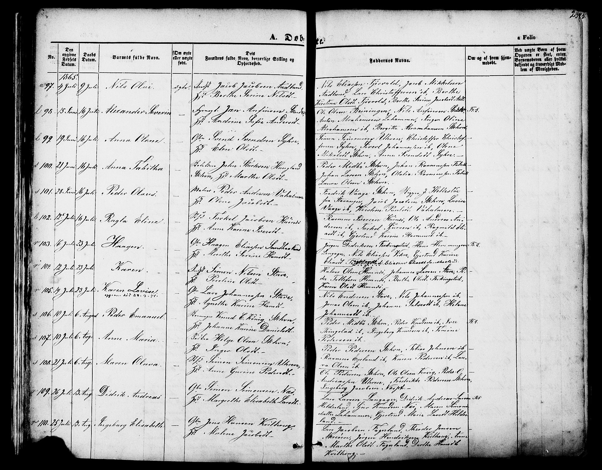 Skudenes sokneprestkontor, AV/SAST-A -101849/H/Ha/Haa/L0006: Parish register (official) no. A 4, 1864-1881, p. 23