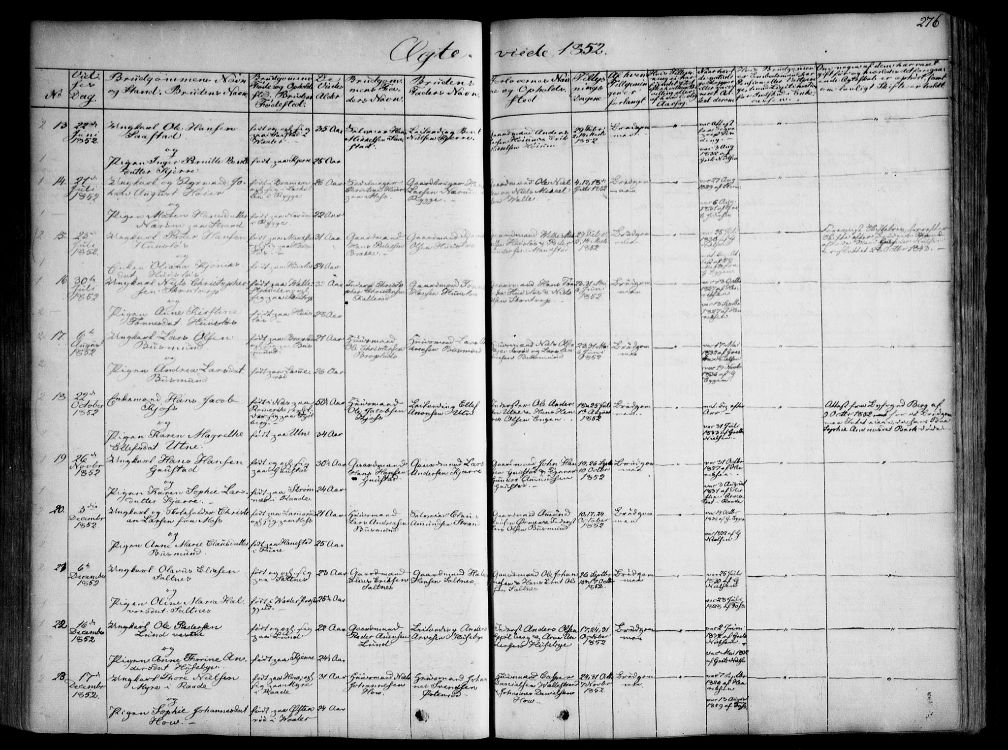 Onsøy prestekontor Kirkebøker, AV/SAO-A-10914/F/Fa/L0003: Parish register (official) no. I 3, 1841-1860, p. 276