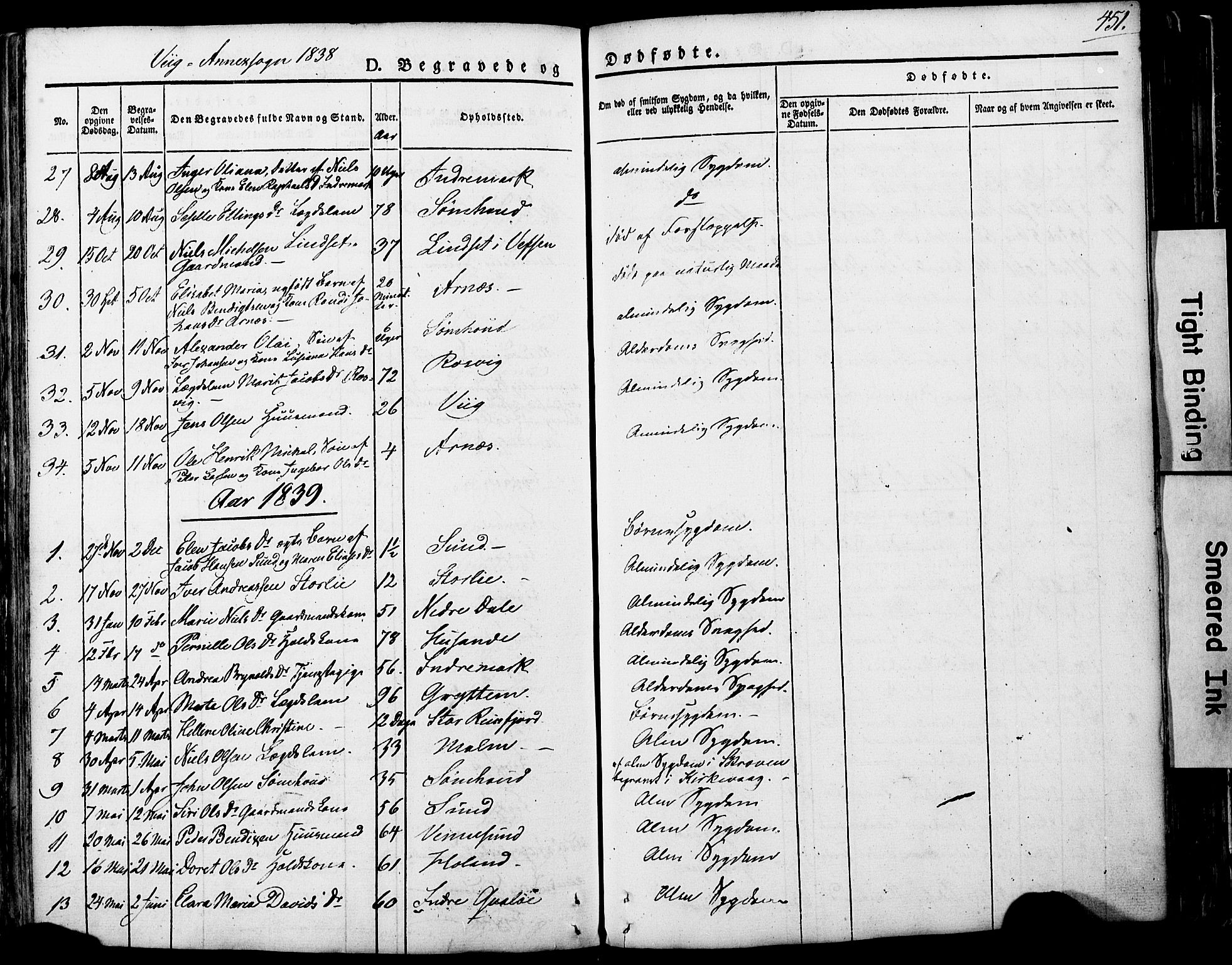 Ministerialprotokoller, klokkerbøker og fødselsregistre - Nordland, AV/SAT-A-1459/812/L0176: Parish register (official) no. 812A05, 1834-1874, p. 451