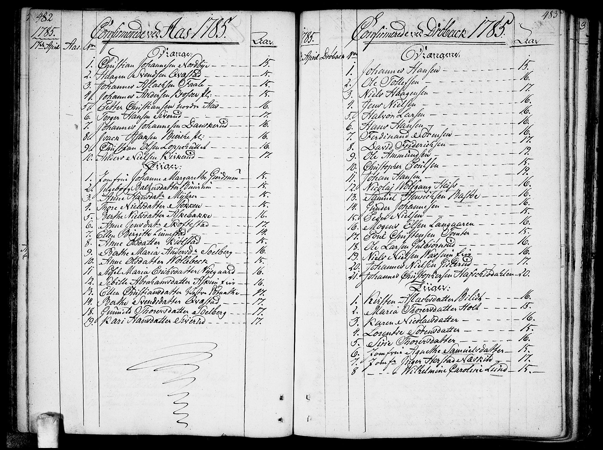 Ås prestekontor Kirkebøker, AV/SAO-A-10894/F/Fa/L0002: Parish register (official) no. I 2, 1778-1813, p. 482-483