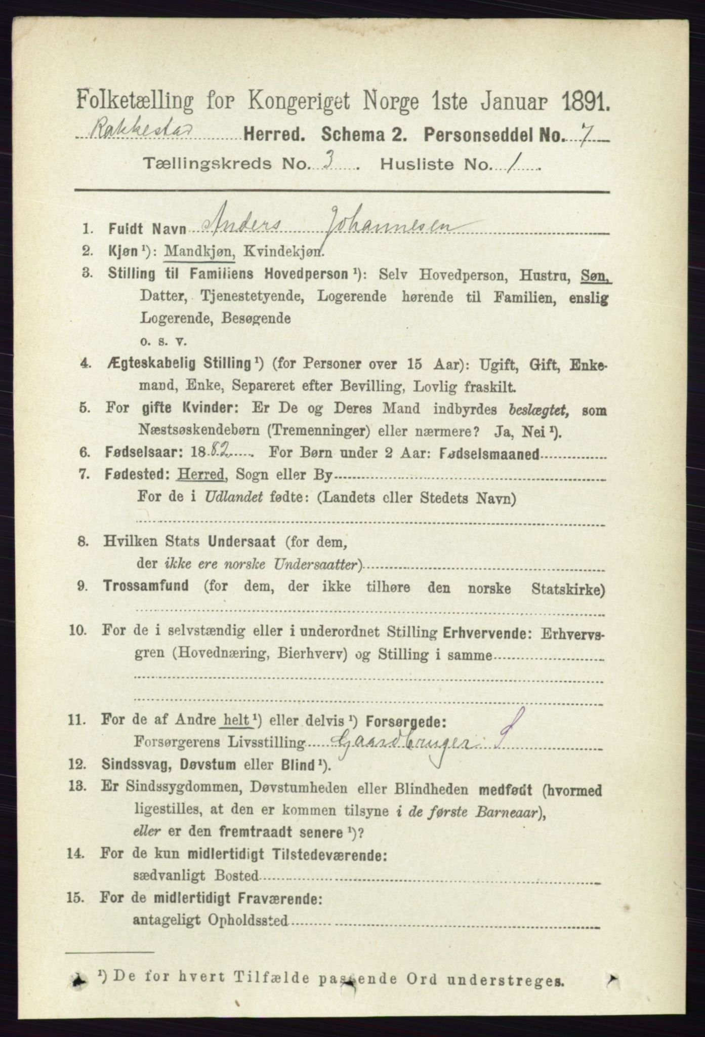 RA, 1891 census for 0128 Rakkestad, 1891, p. 1332